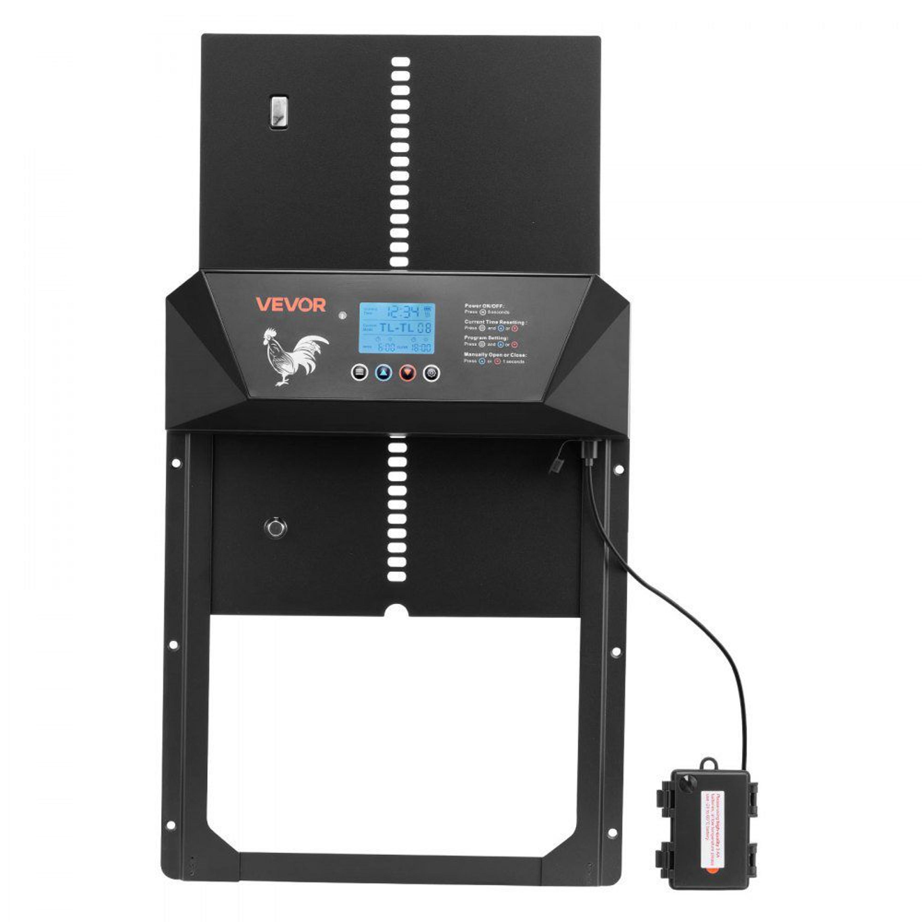 automatic chicken coop door with light sensor timer and anti-pinch protection