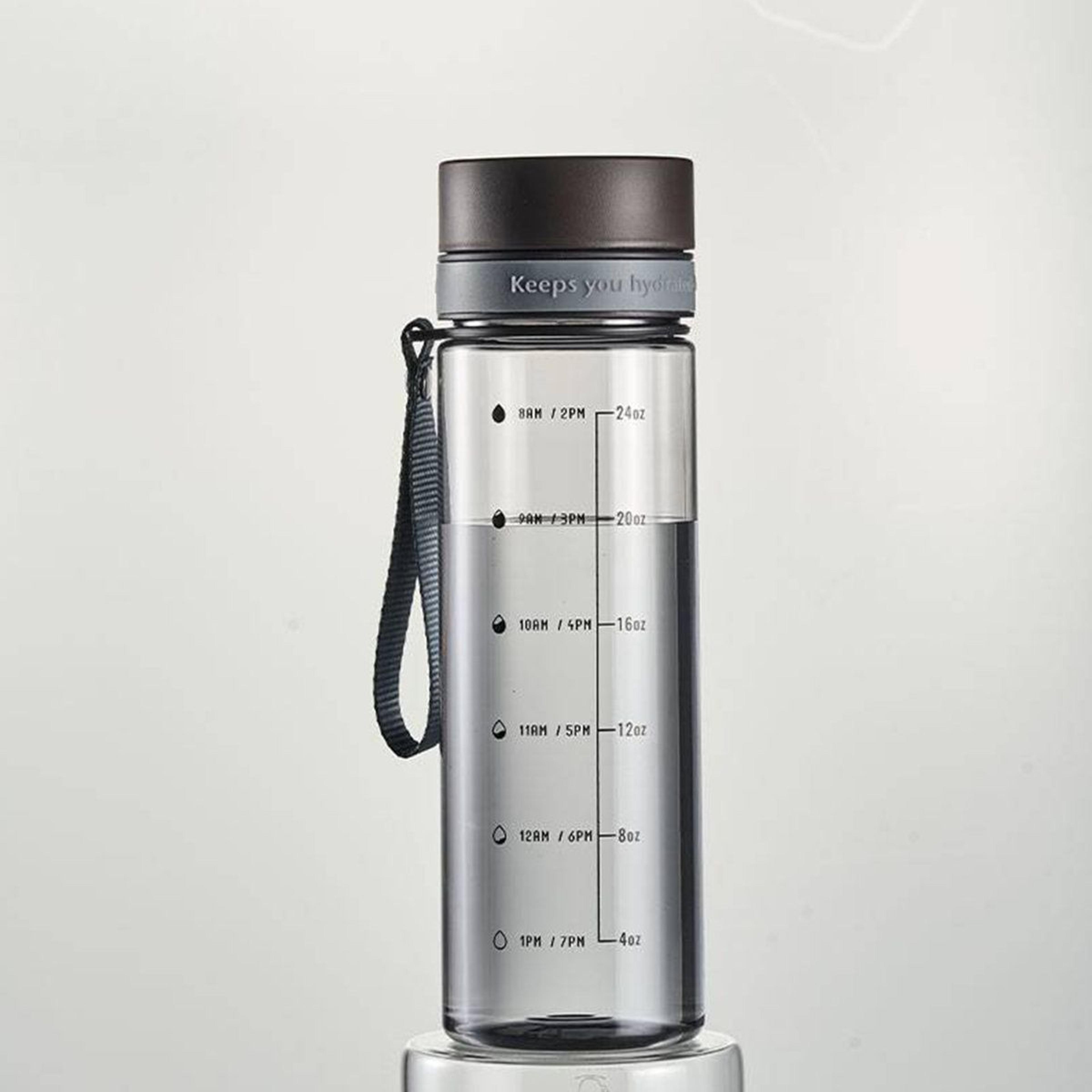 28 oz water bottle with time marker fruit strainer and carrying strap