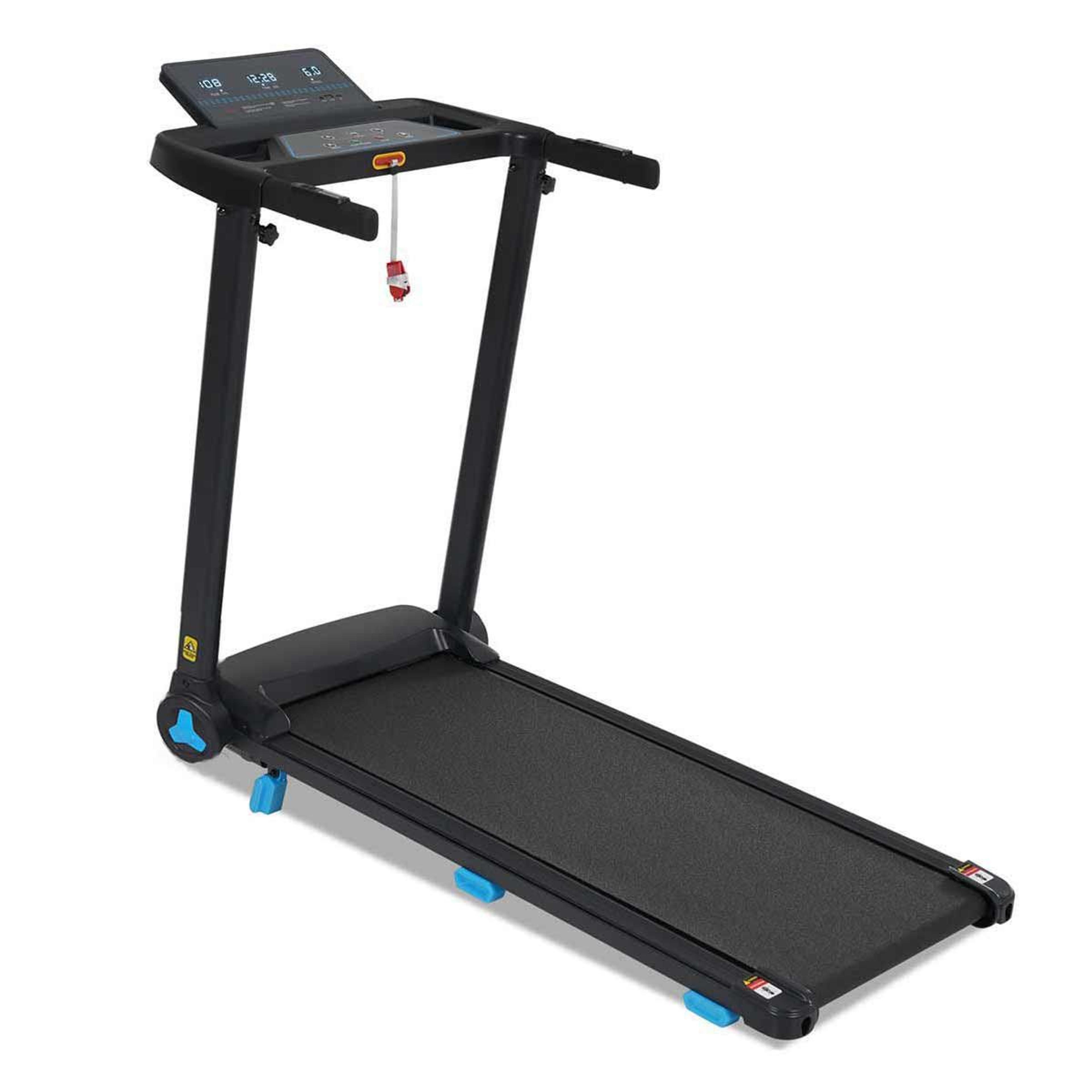 3.0 hp foldable treadmill with 8% incline 10 mph speed and heart rate sensors