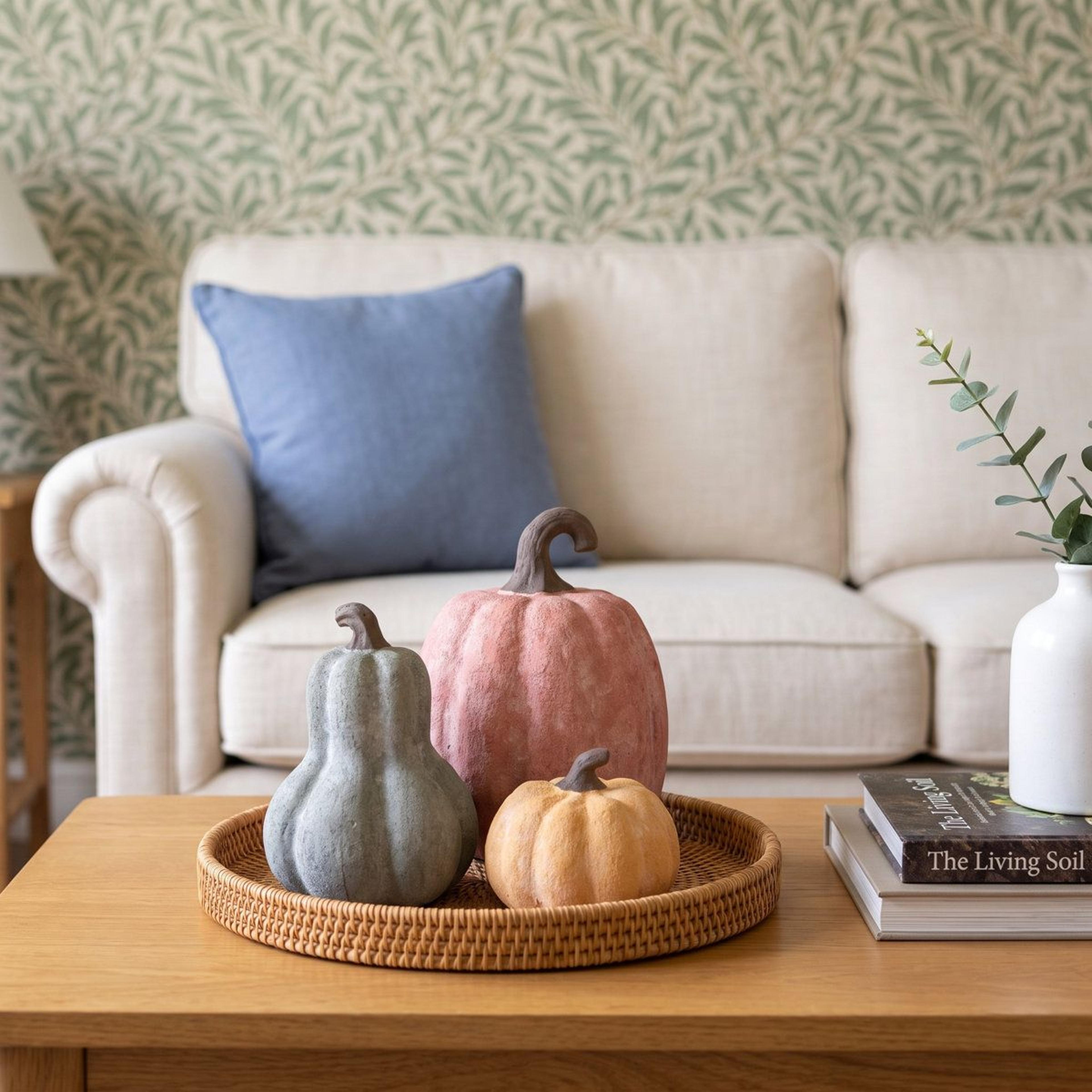 Terracotta Pumpkin Decor Set Of 3 With Distressed Finish 2