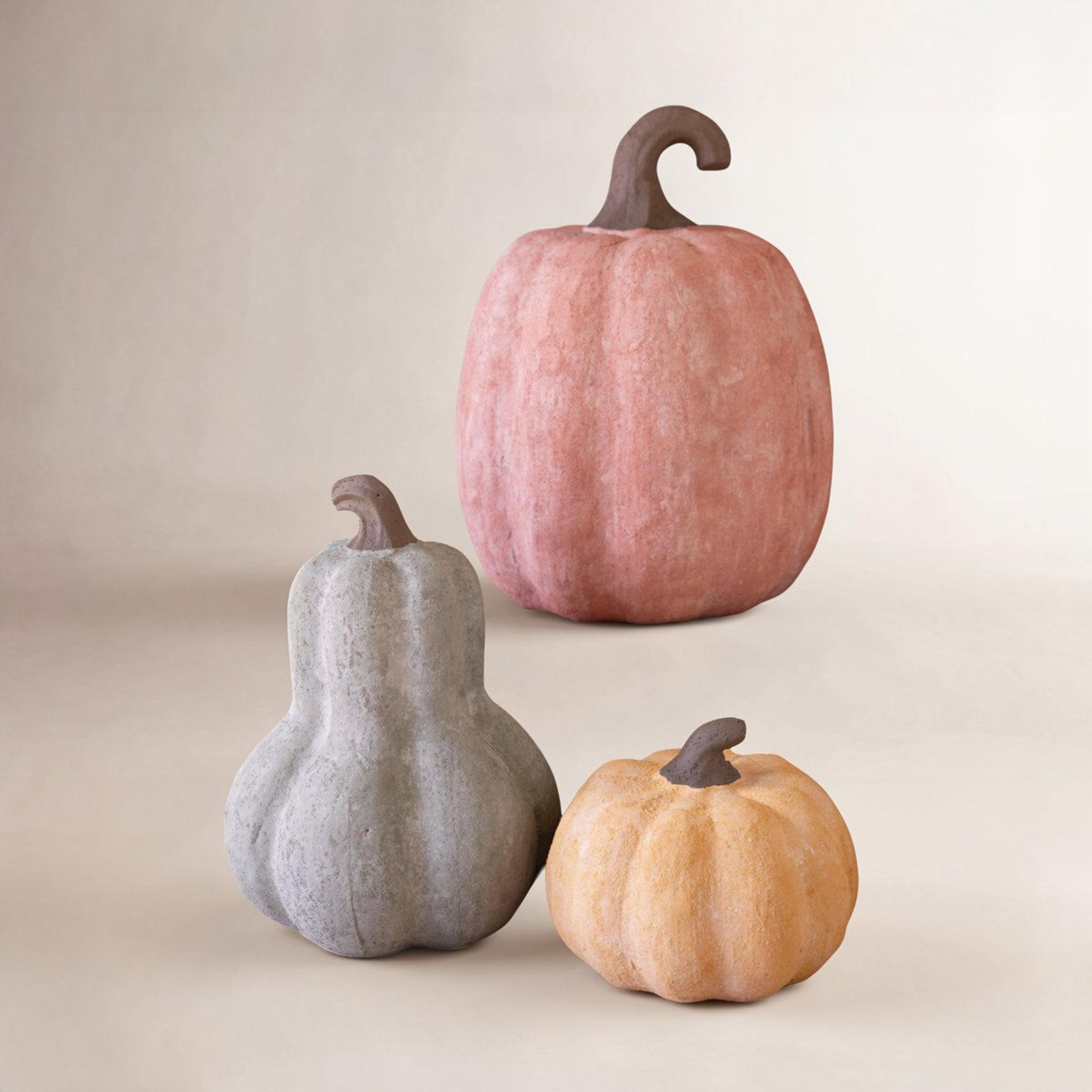 terracotta pumpkin decor set of 3 with distressed finish
