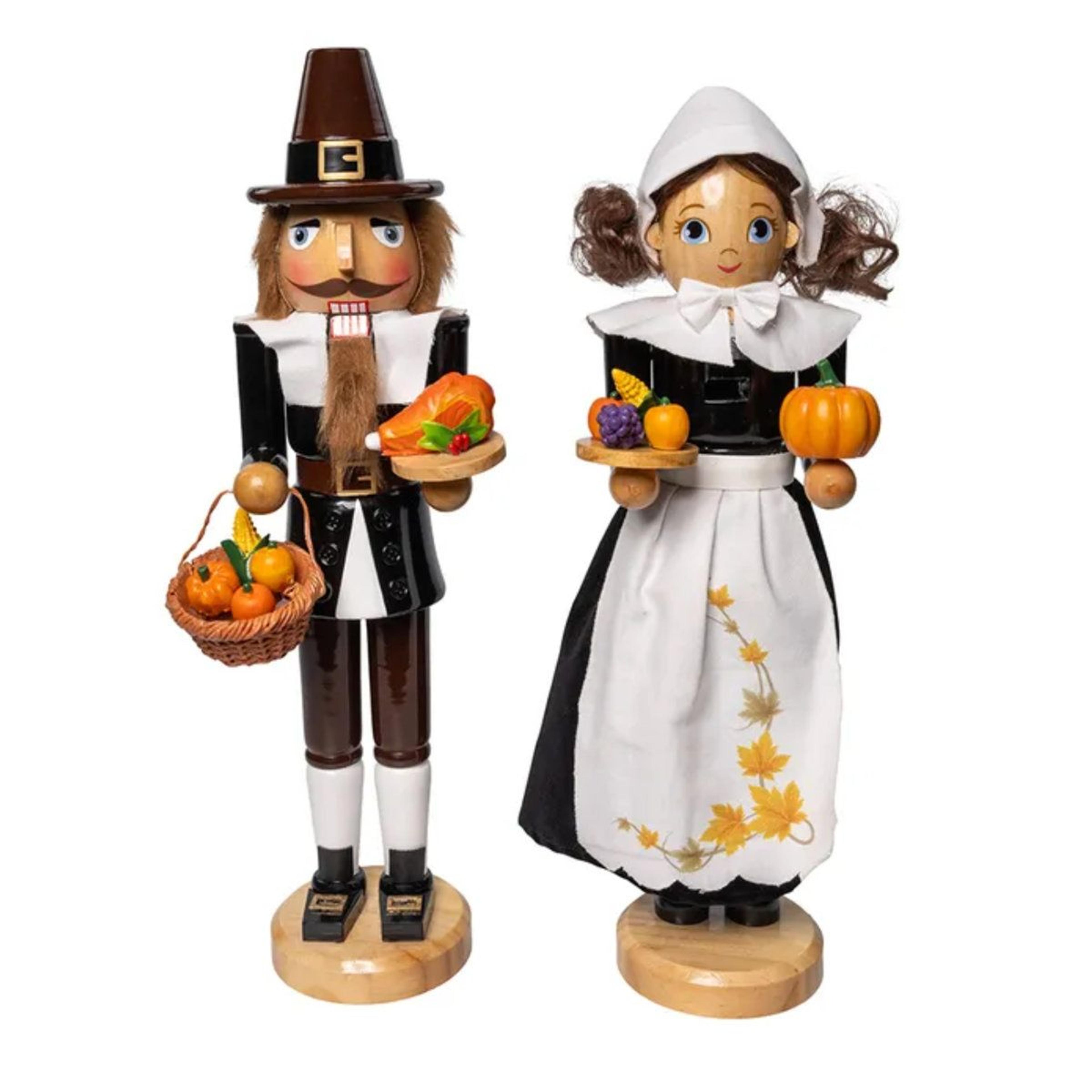 15-inch pilgrim nutcracker figures for thanksgiving decor