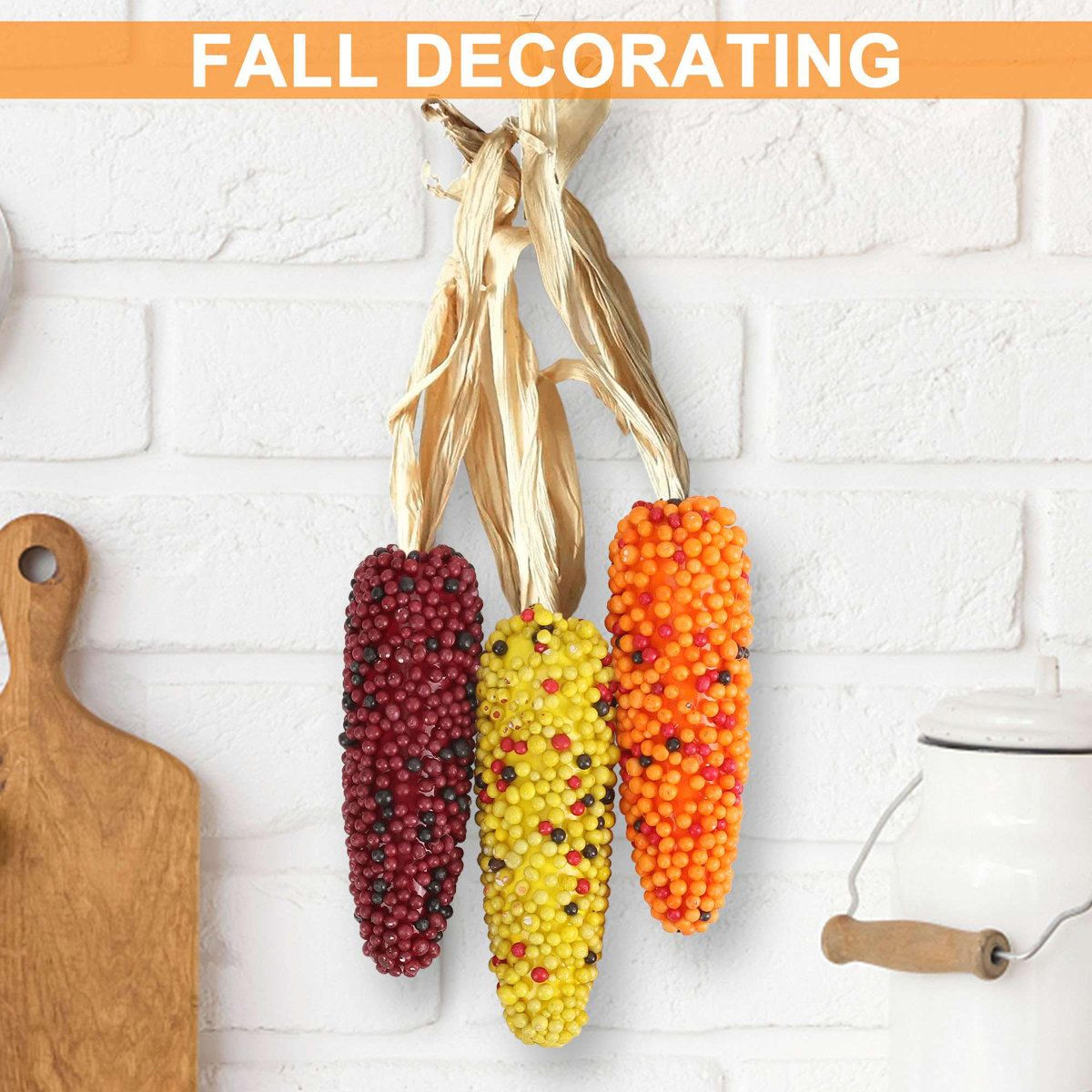 6Pack Artificial Corn Harvest Decorations In Yellow Red And Orange 2