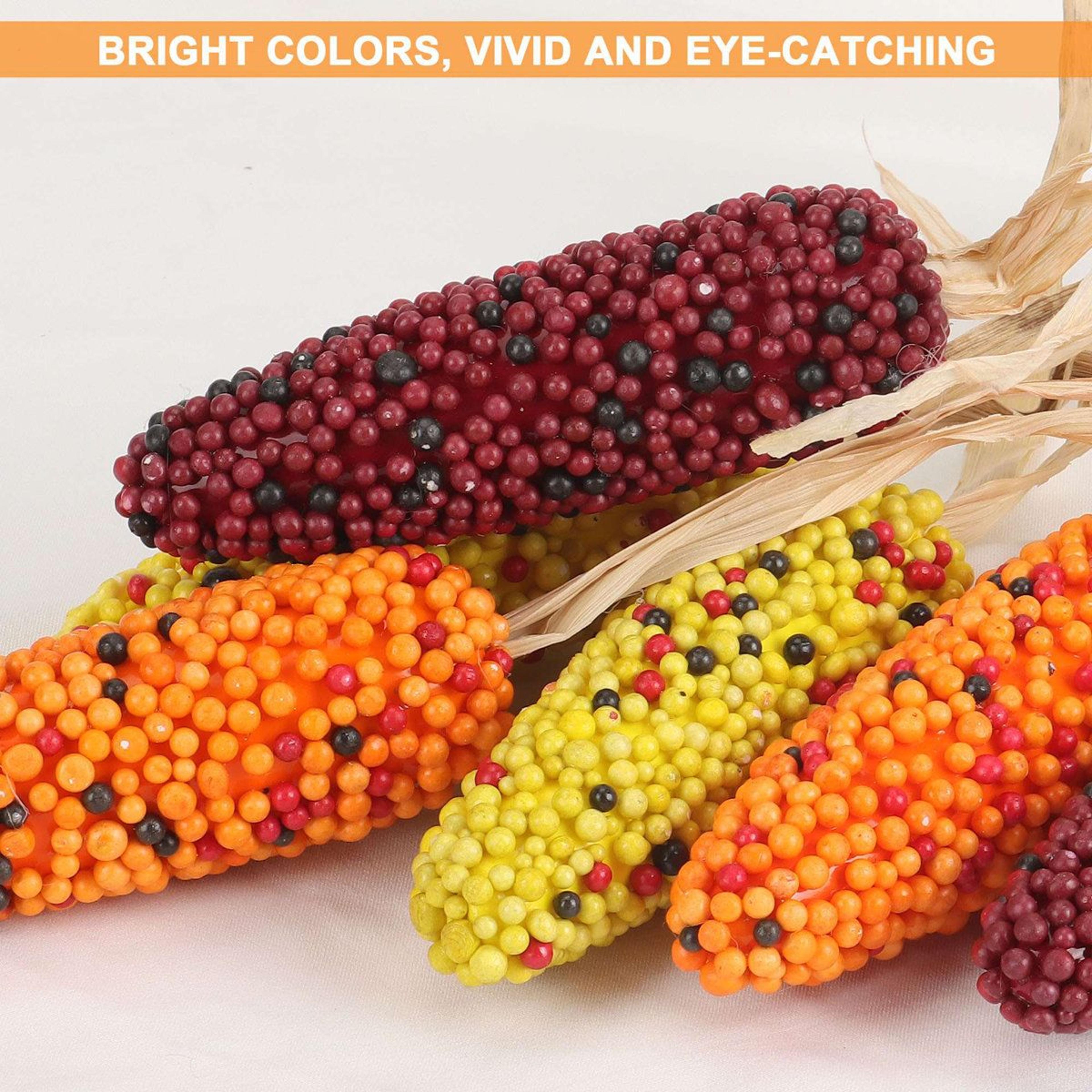 6Pack Artificial Corn Harvest Decorations In Yellow Red And Orange 4