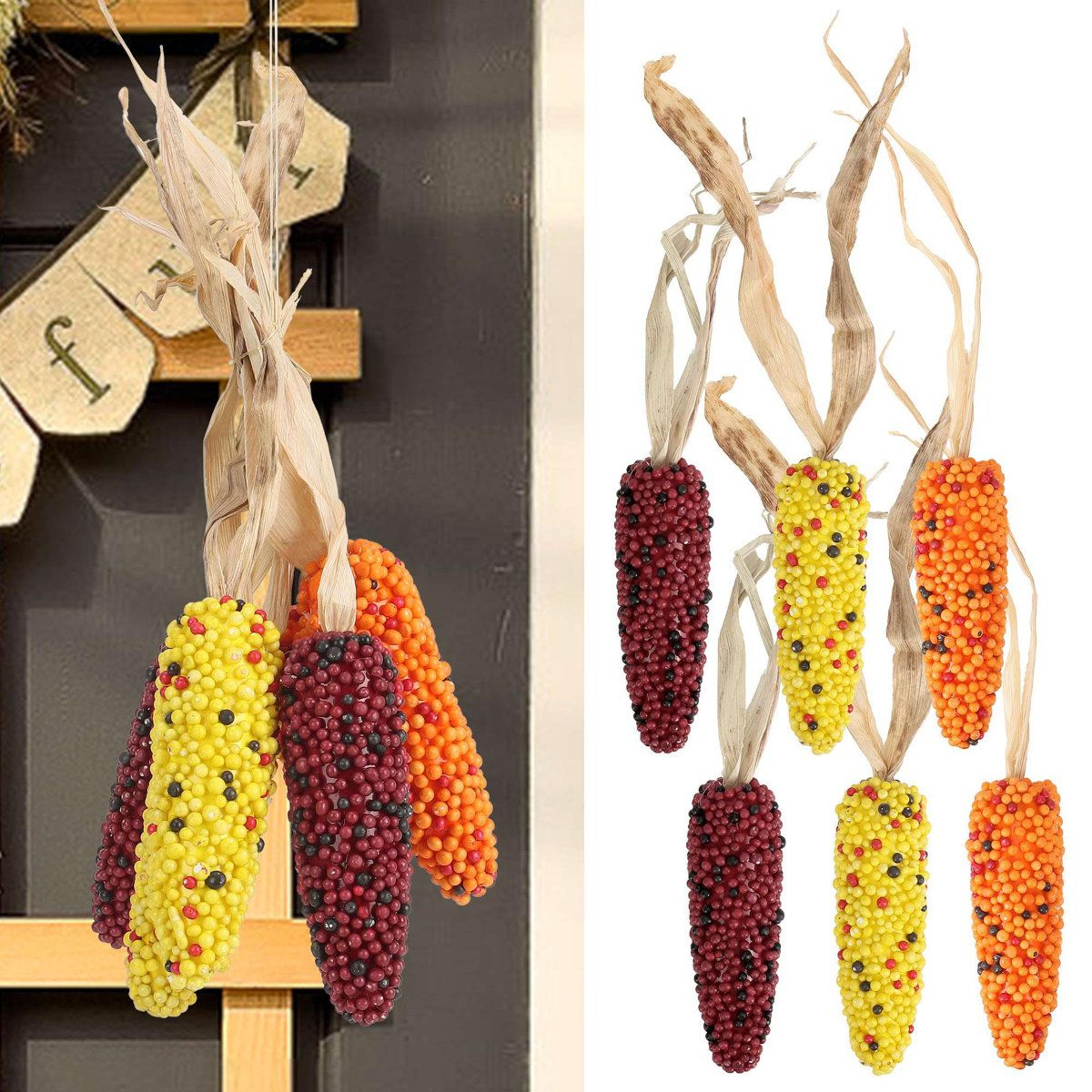6Pack Artificial Corn Harvest Decorations In Yellow Red And Orange 3