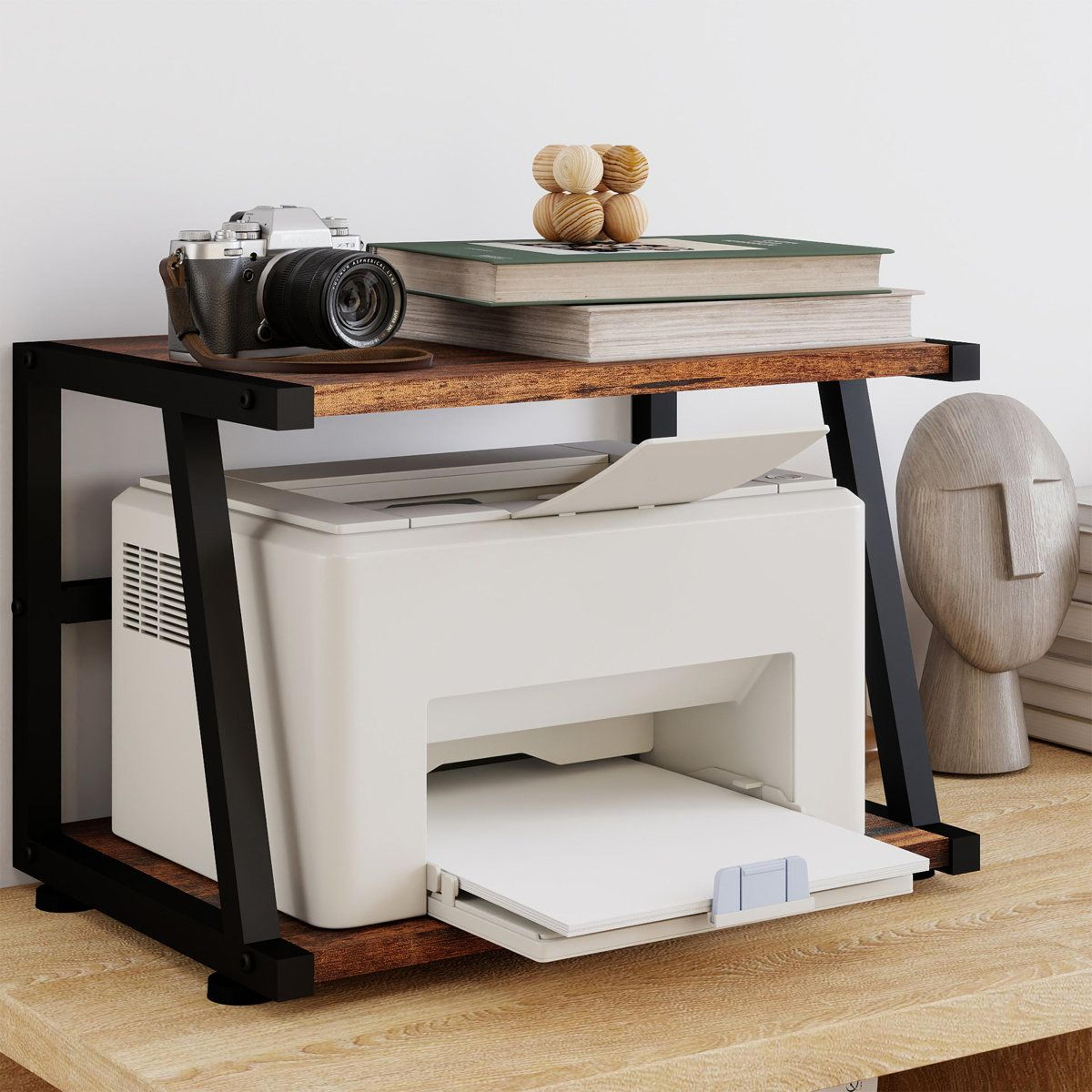 2Tier Desktop Printer Stand With Storage And Steel Frame 3
