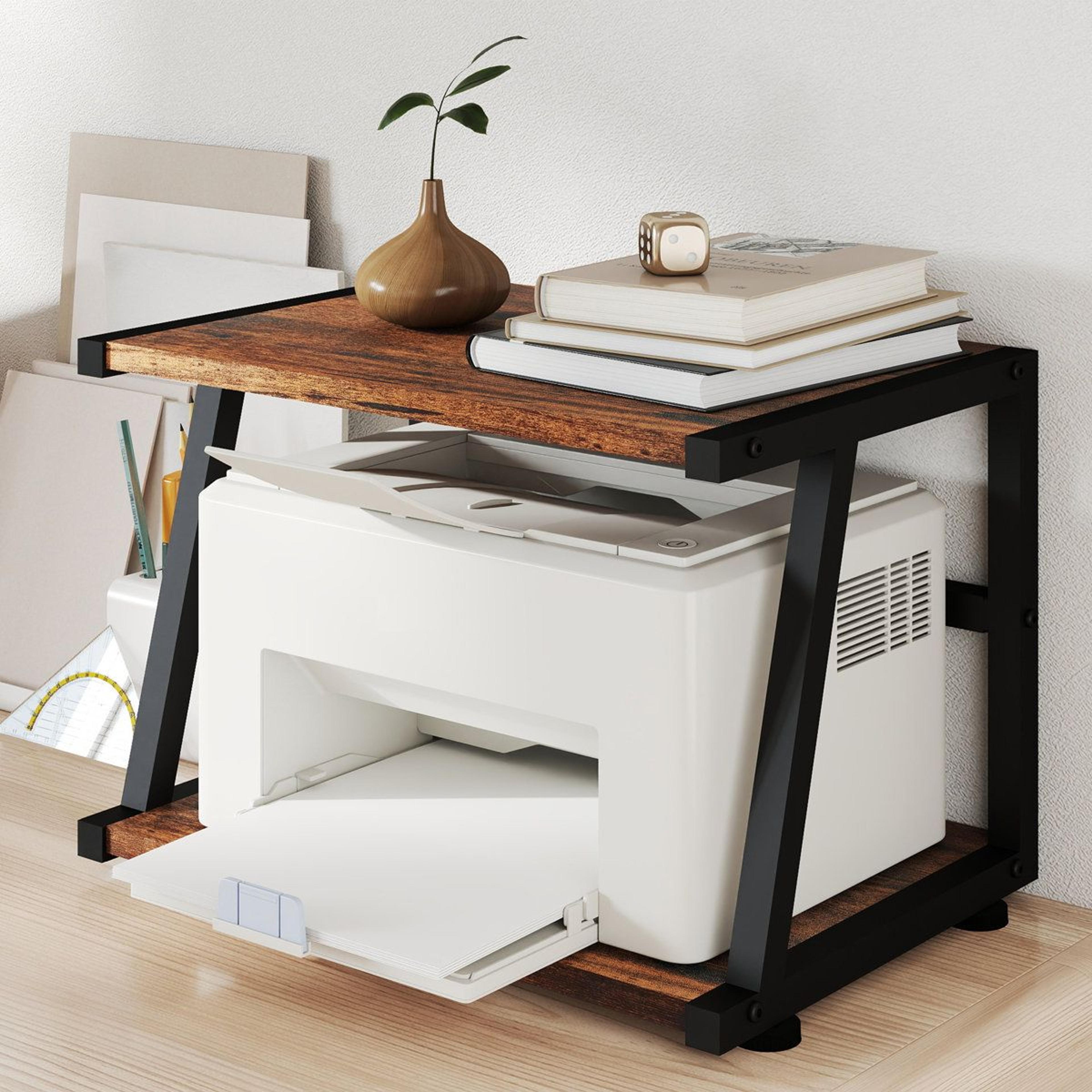 2Tier Desktop Printer Stand With Storage And Steel Frame 4