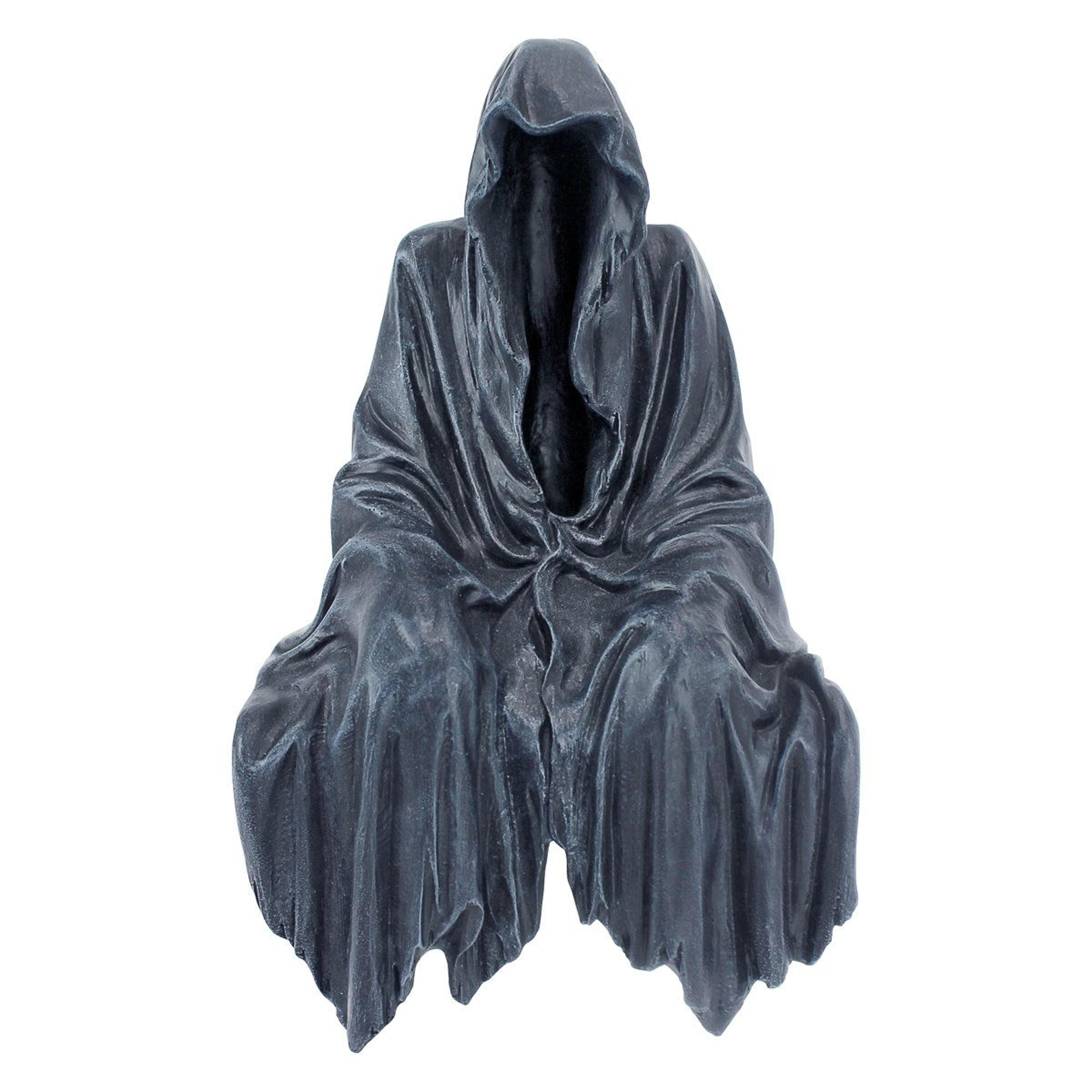 sitting grim reaper figurine matte black gothic tabletop halloween decoration