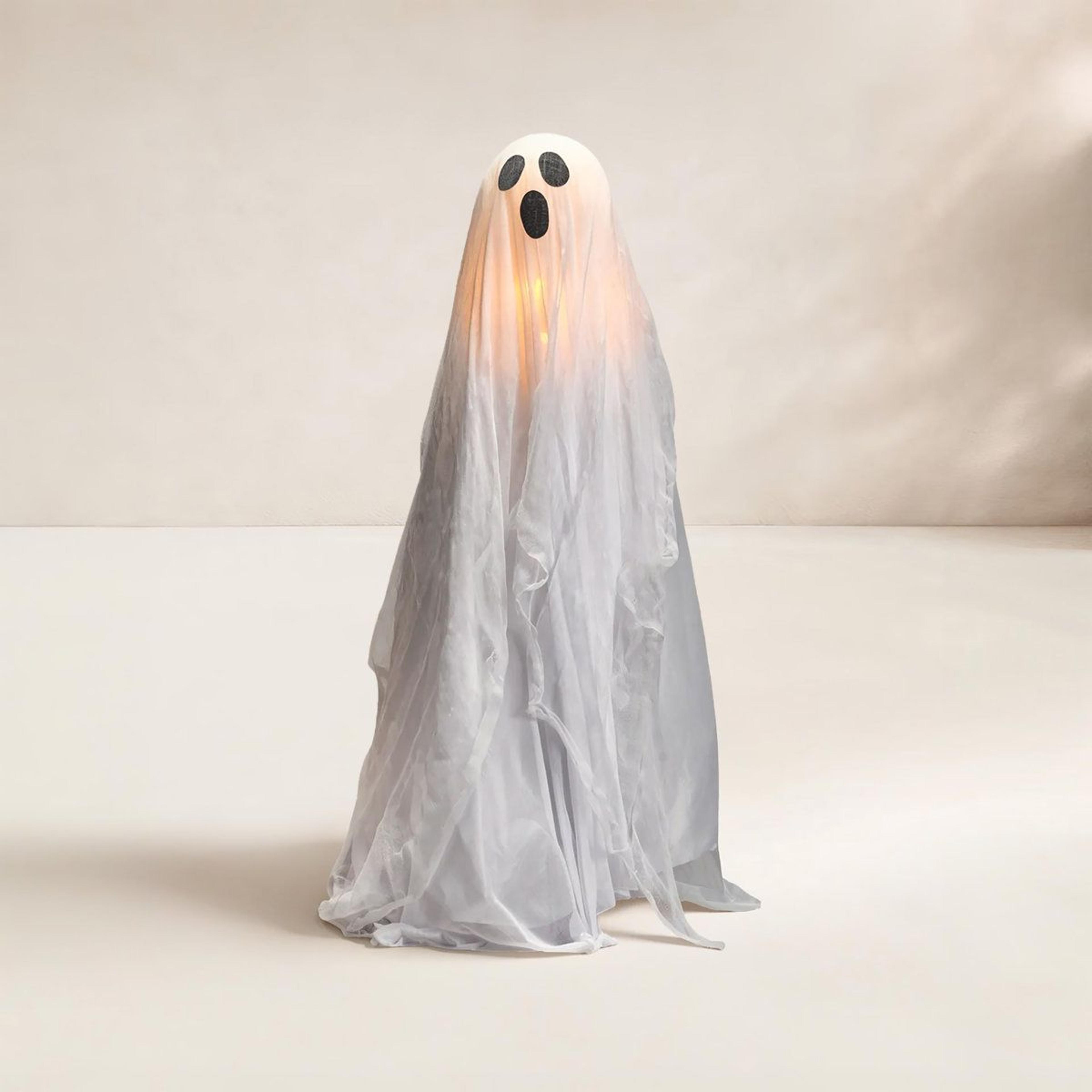 35 inch lighted glowing ghost outdoor halloween stake decoration