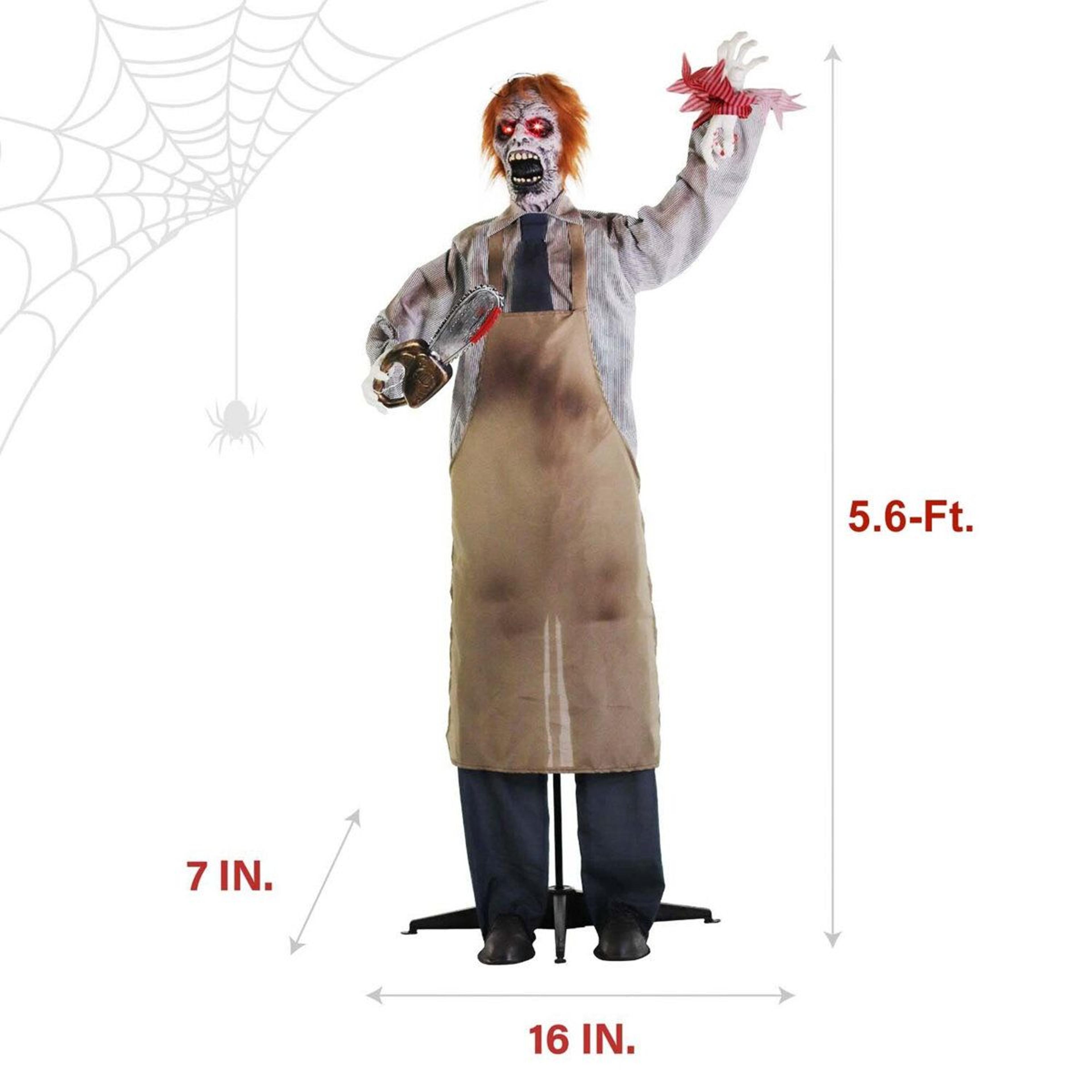 67 In Chainsaw Zombie Animatronic With Motion Sound And Red LED Eyes 1