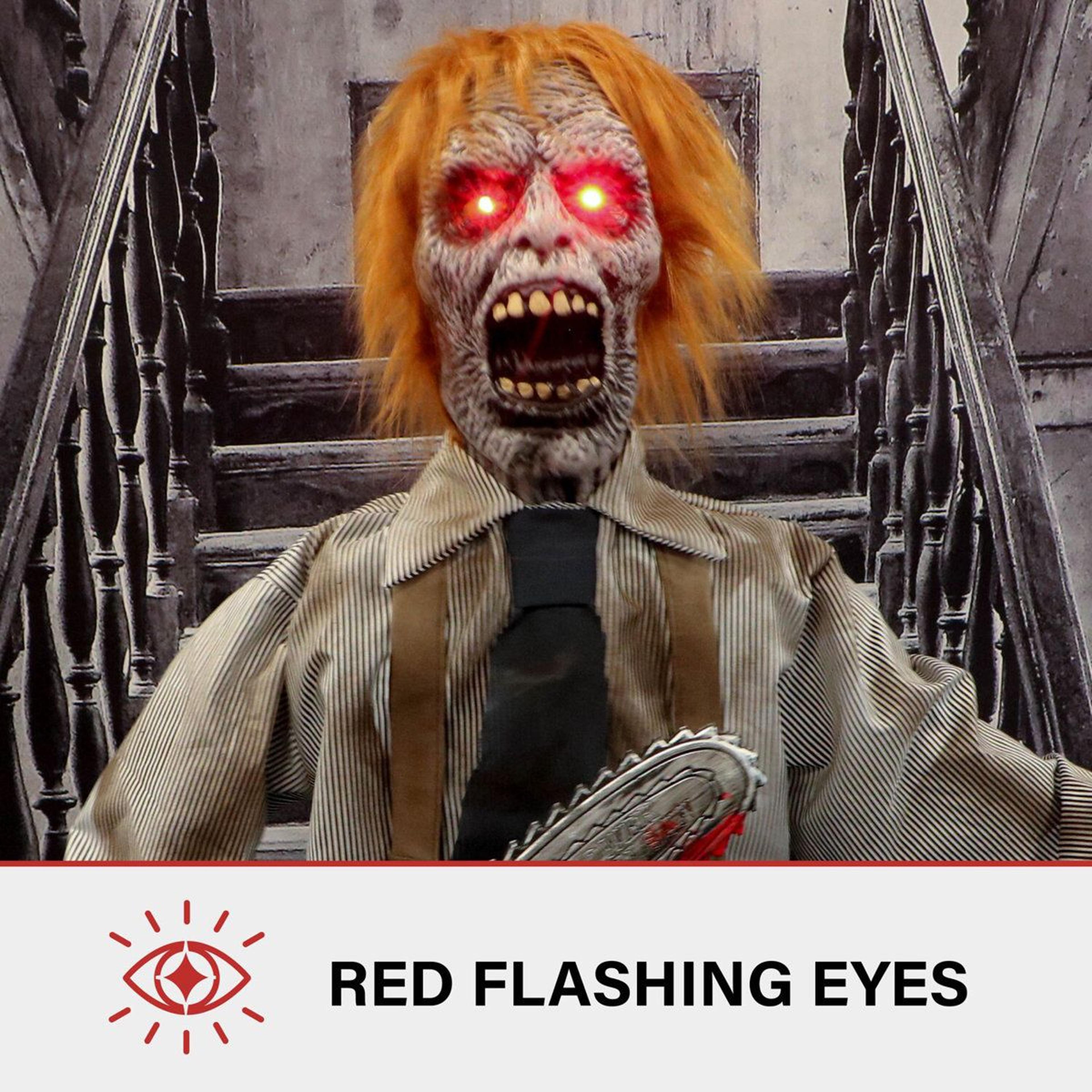 67 In Chainsaw Zombie Animatronic With Motion Sound And Red LED Eyes 8