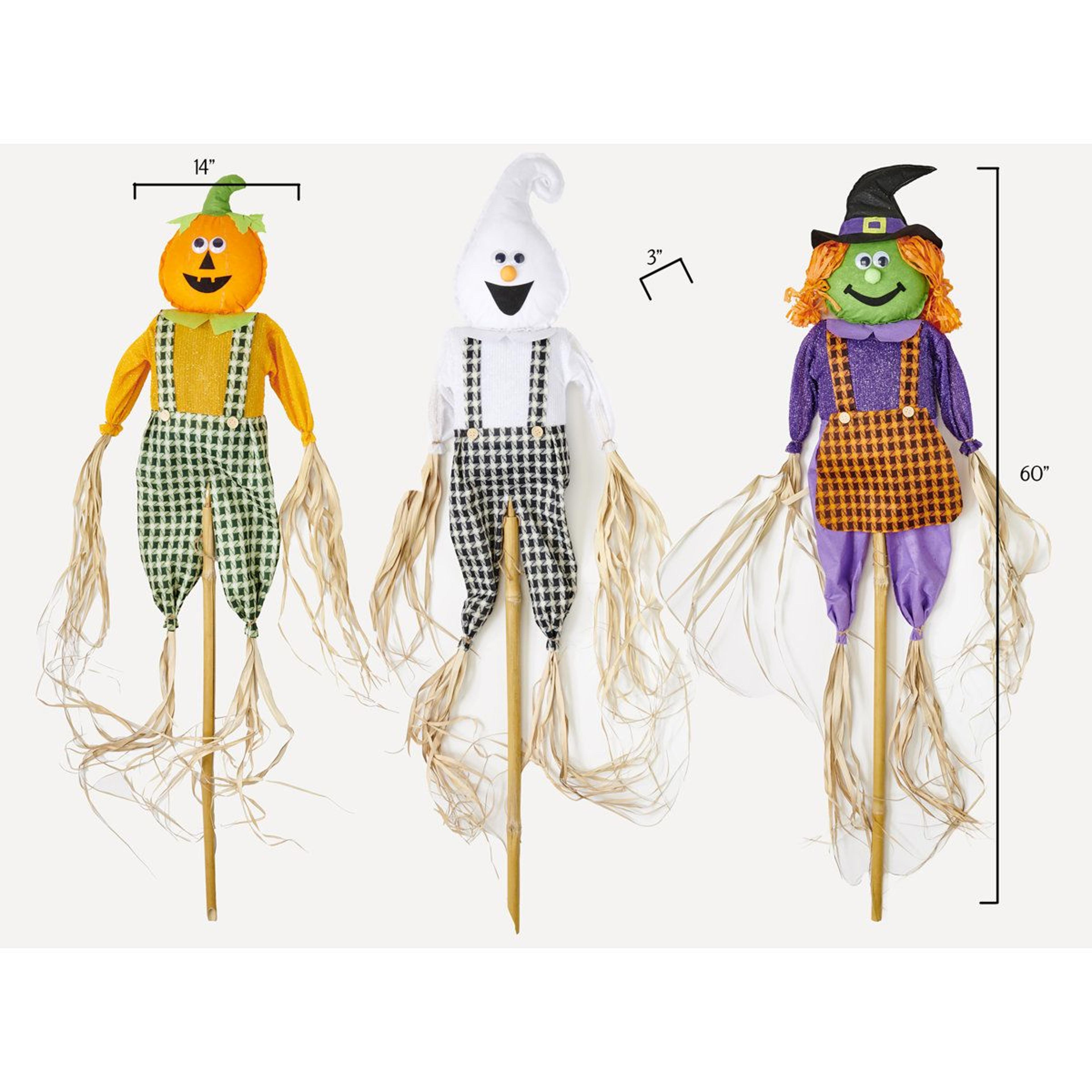 60 inch outdoor halloween figures set of 3 spooky ghost witch jack o lantern yard stakes