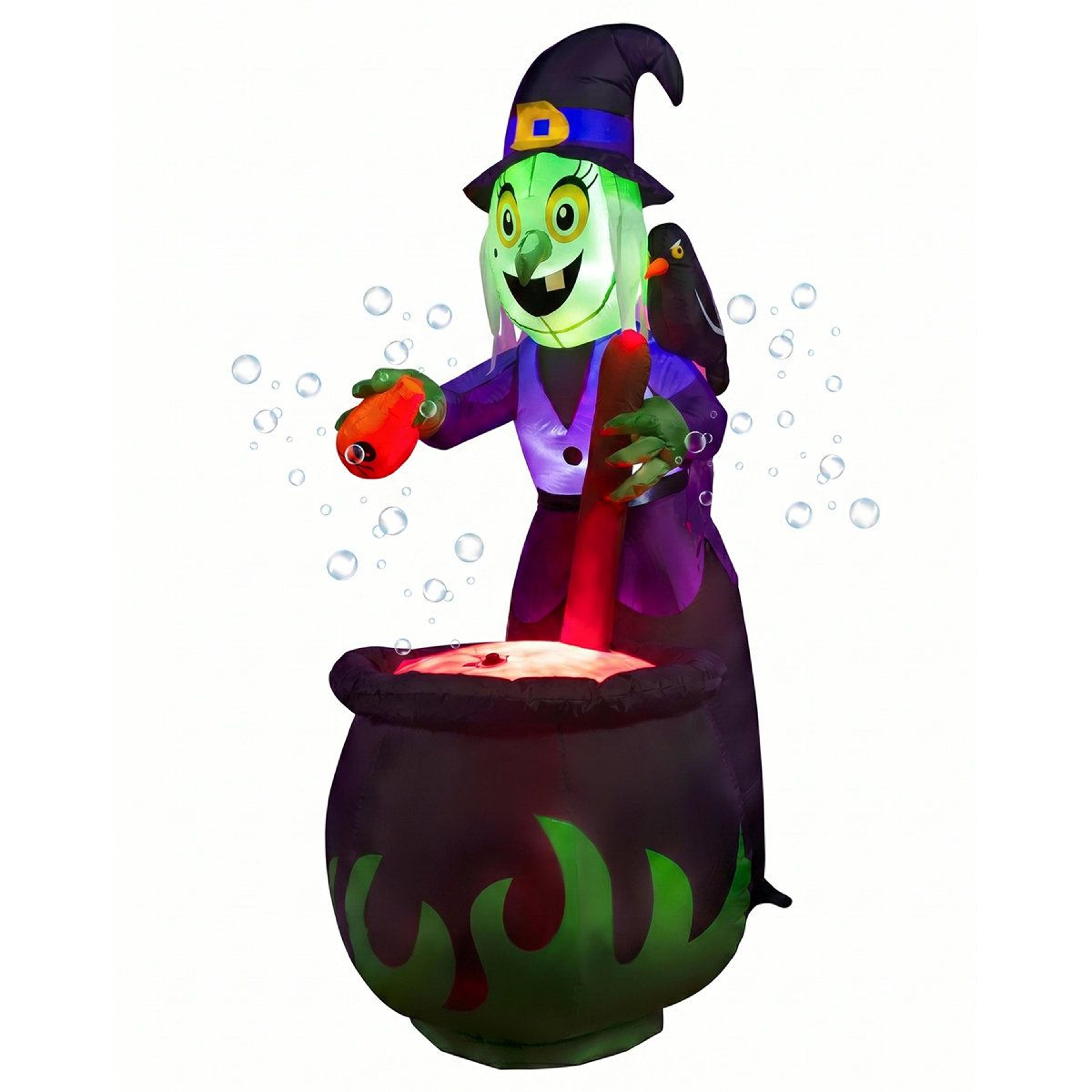 6 ft halloween witch inflatable outdoor decoration with bubbling cauldron
