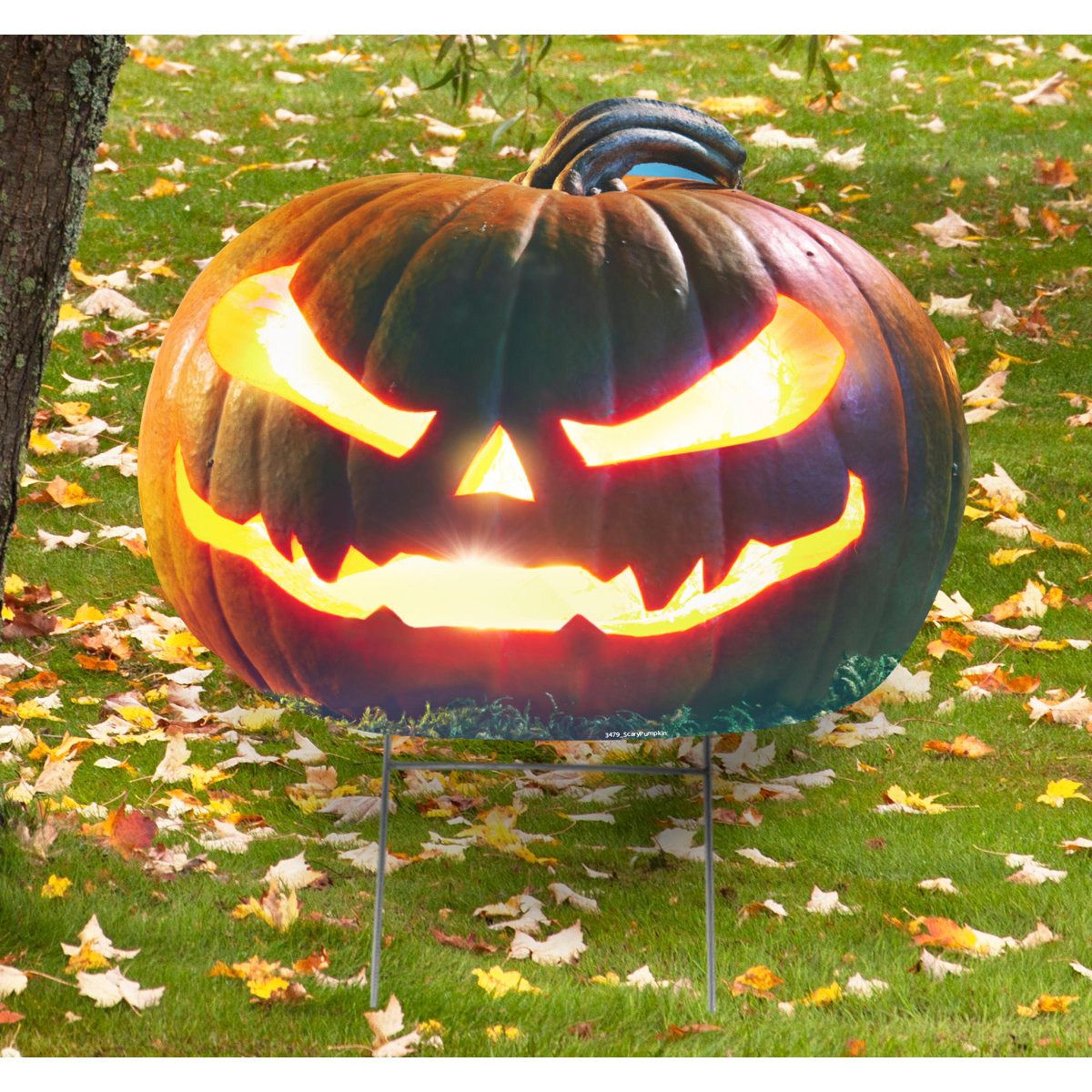halloween pumpkin yard sign outdoor corrugated plastic jack-o-lantern garden stake