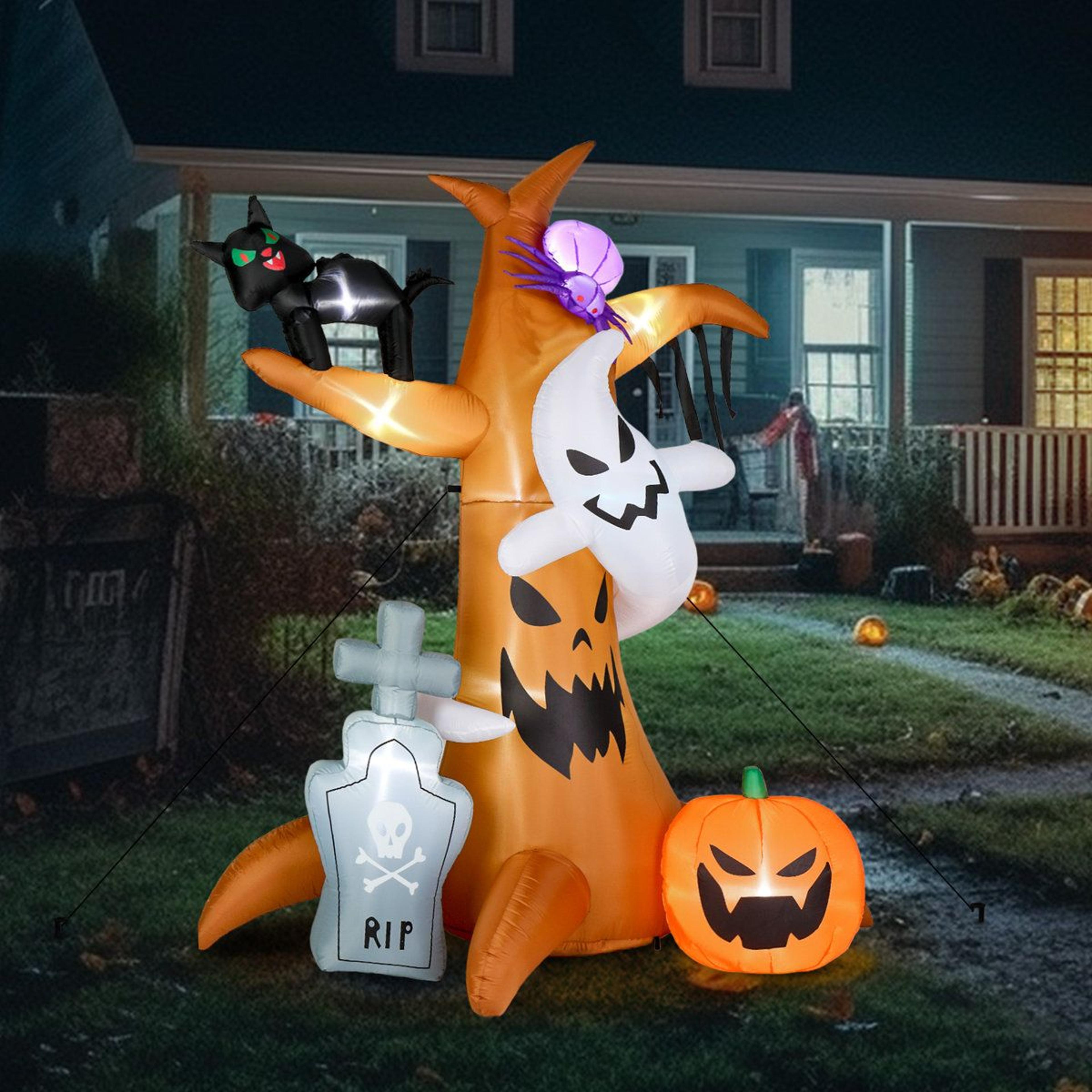 lighted outdoor halloween inflatable ghost pumpkin tree decoration