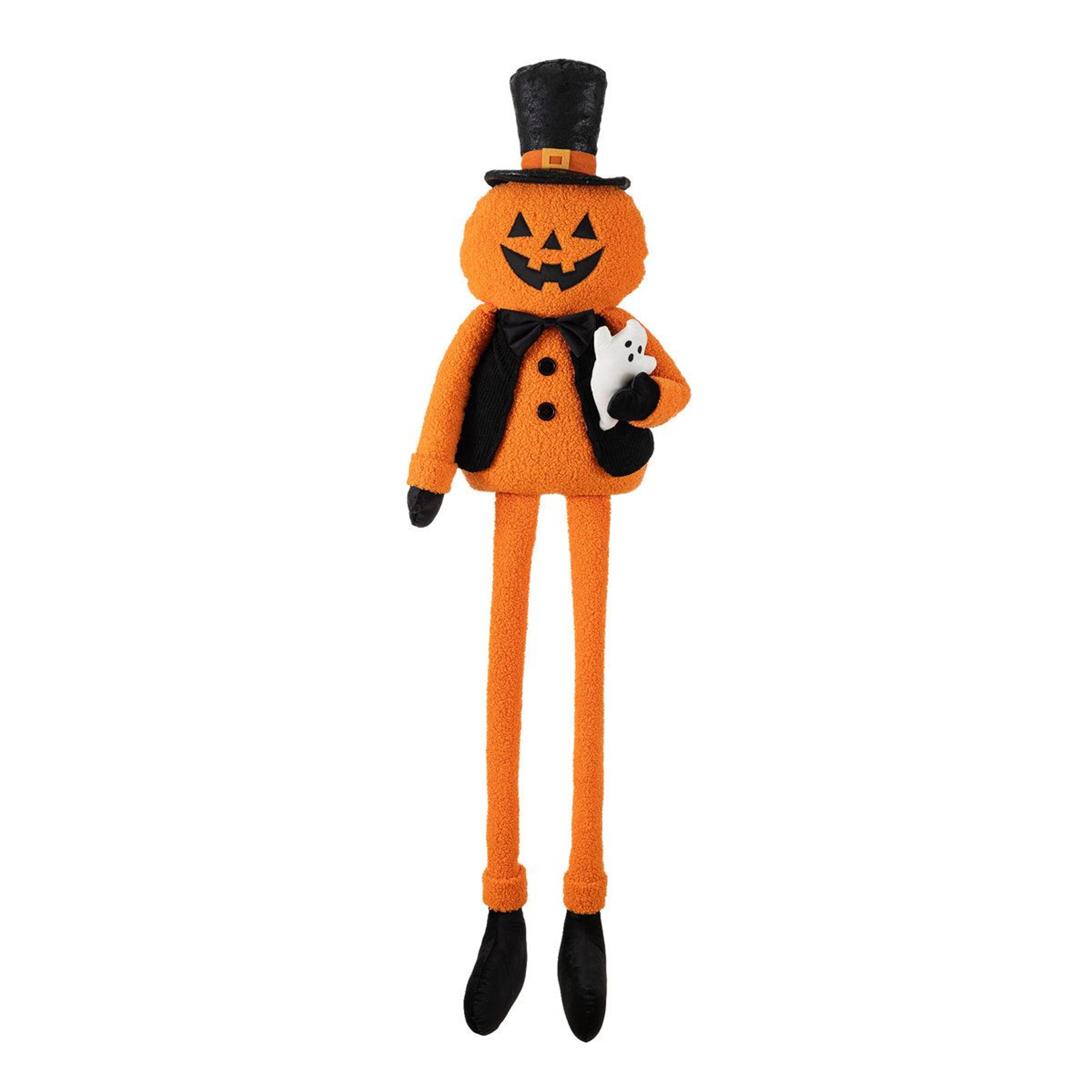 oversized fabric jack-o-lantern with dangle legs 59 inch halloween standing figure
