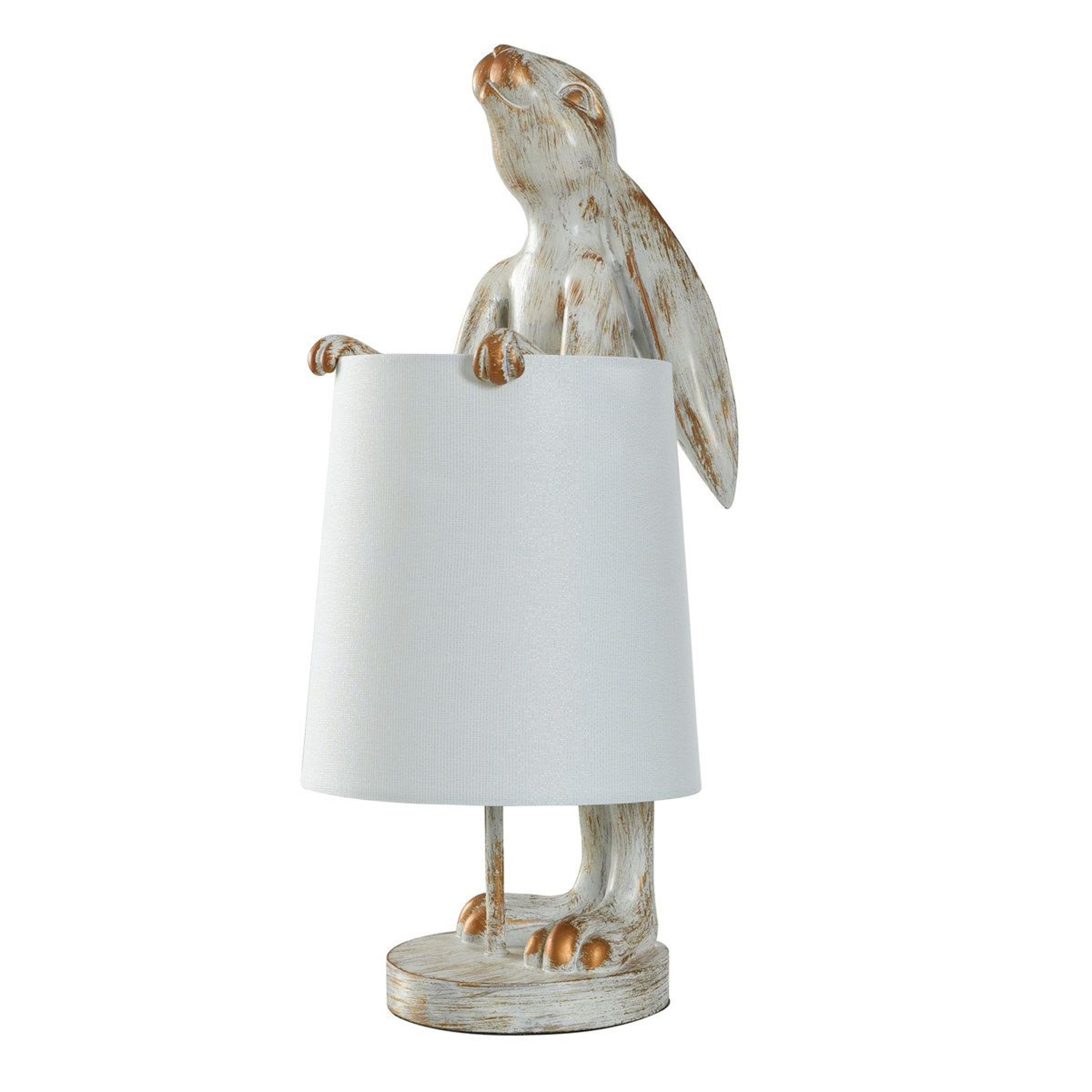 rabbit figure accent table lamp with linen empire shade 23 inch