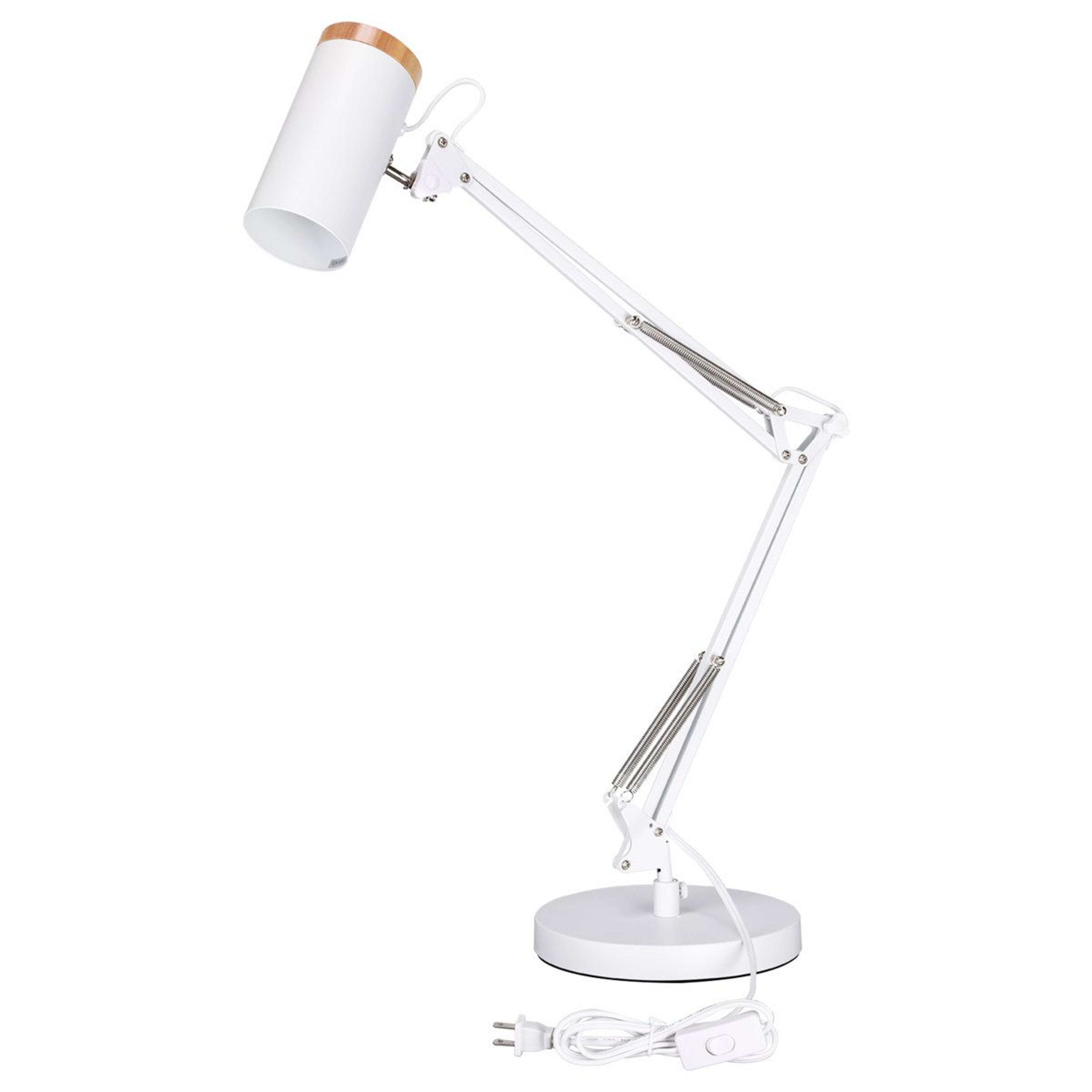 metal swing arm desk lamp with wood accent tall adjustable task table lamp white