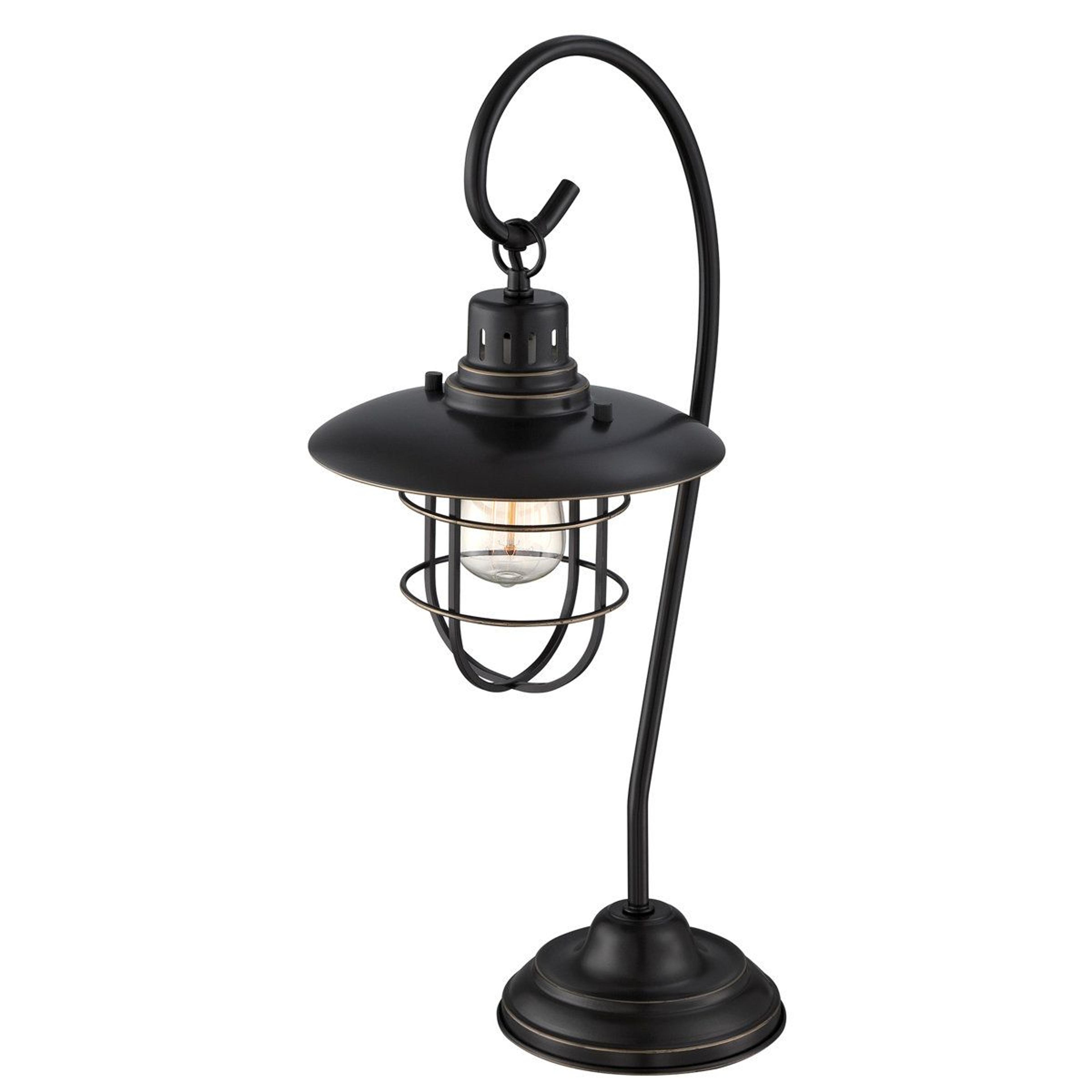 arched metal table lamp with cage shade dark bronze desk light 23 inch