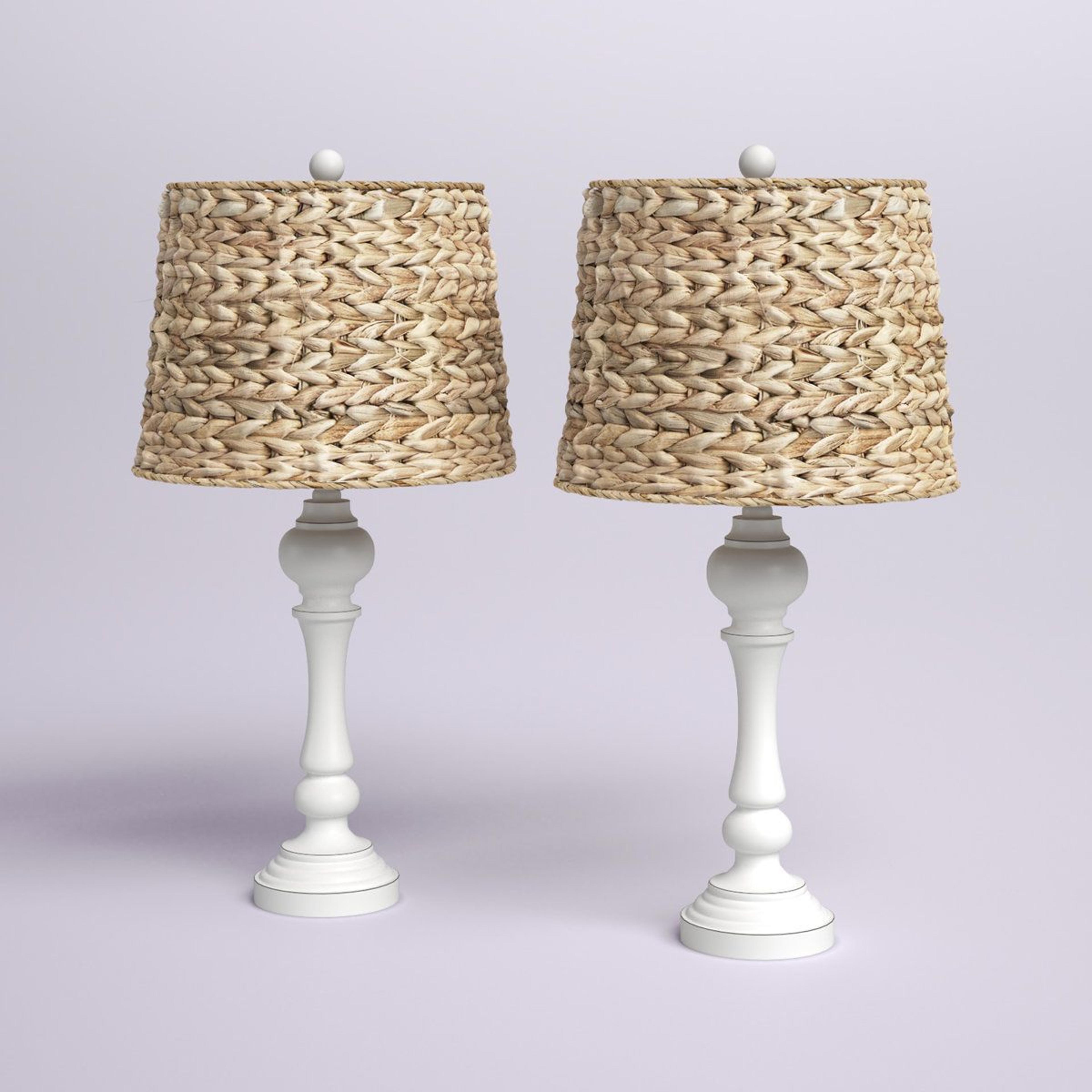 resin table lamps with handwoven seagrass shade set of 2