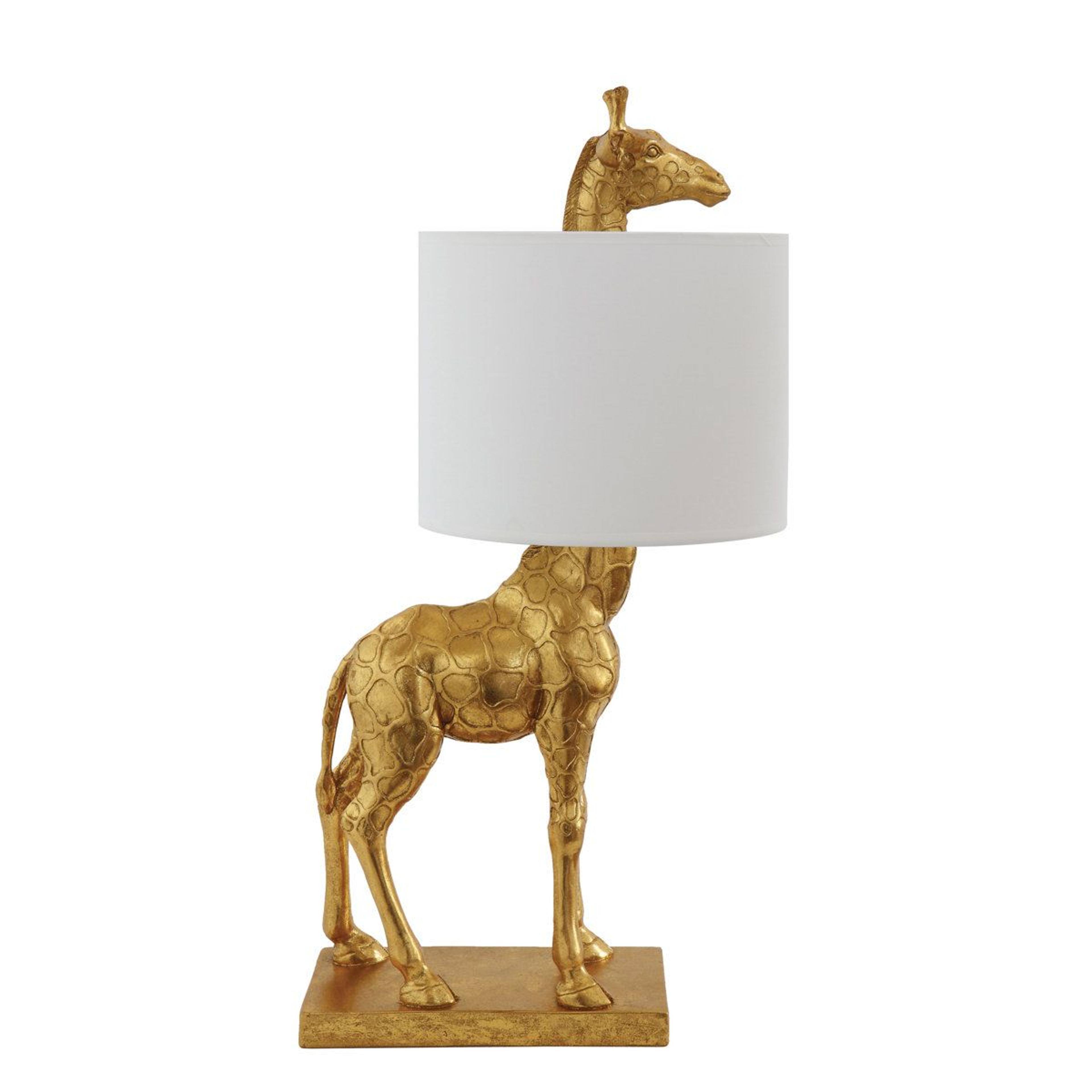 resin giraffe table lamp with linen drum shade for living room and bedroom