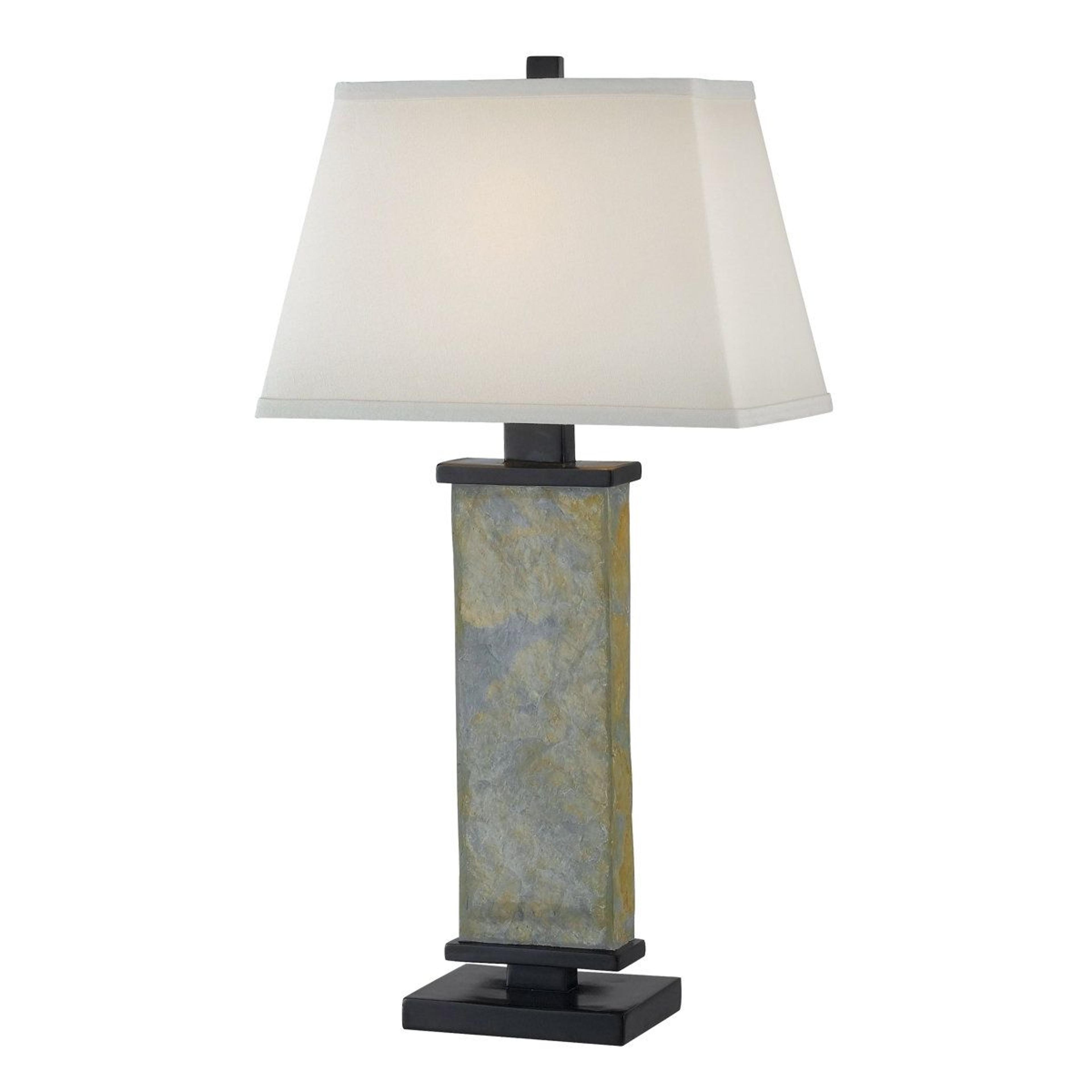 natural slate table lamp with fabric empire shade and 3-way switch