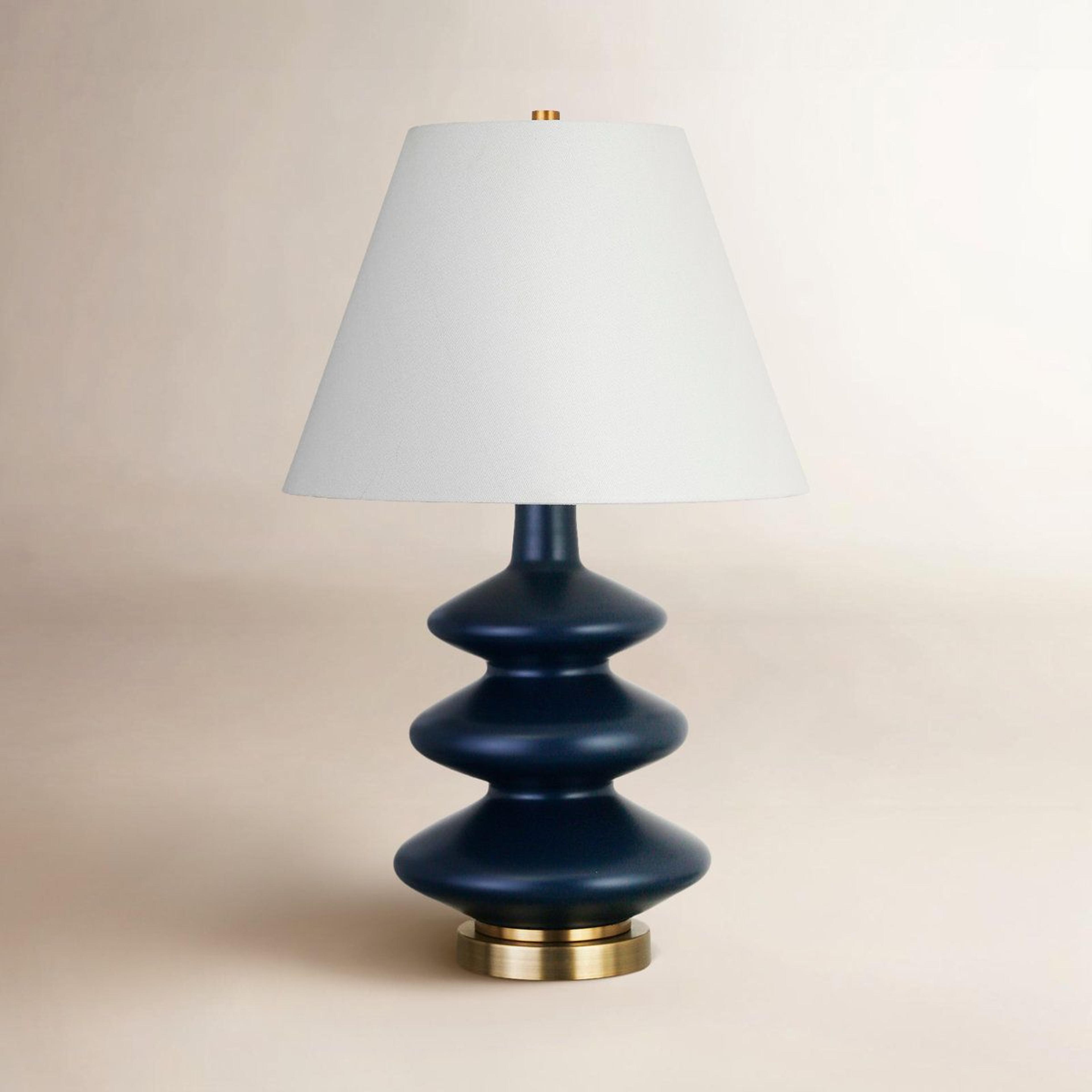 glass triple gourd table lamp with linen empire shade