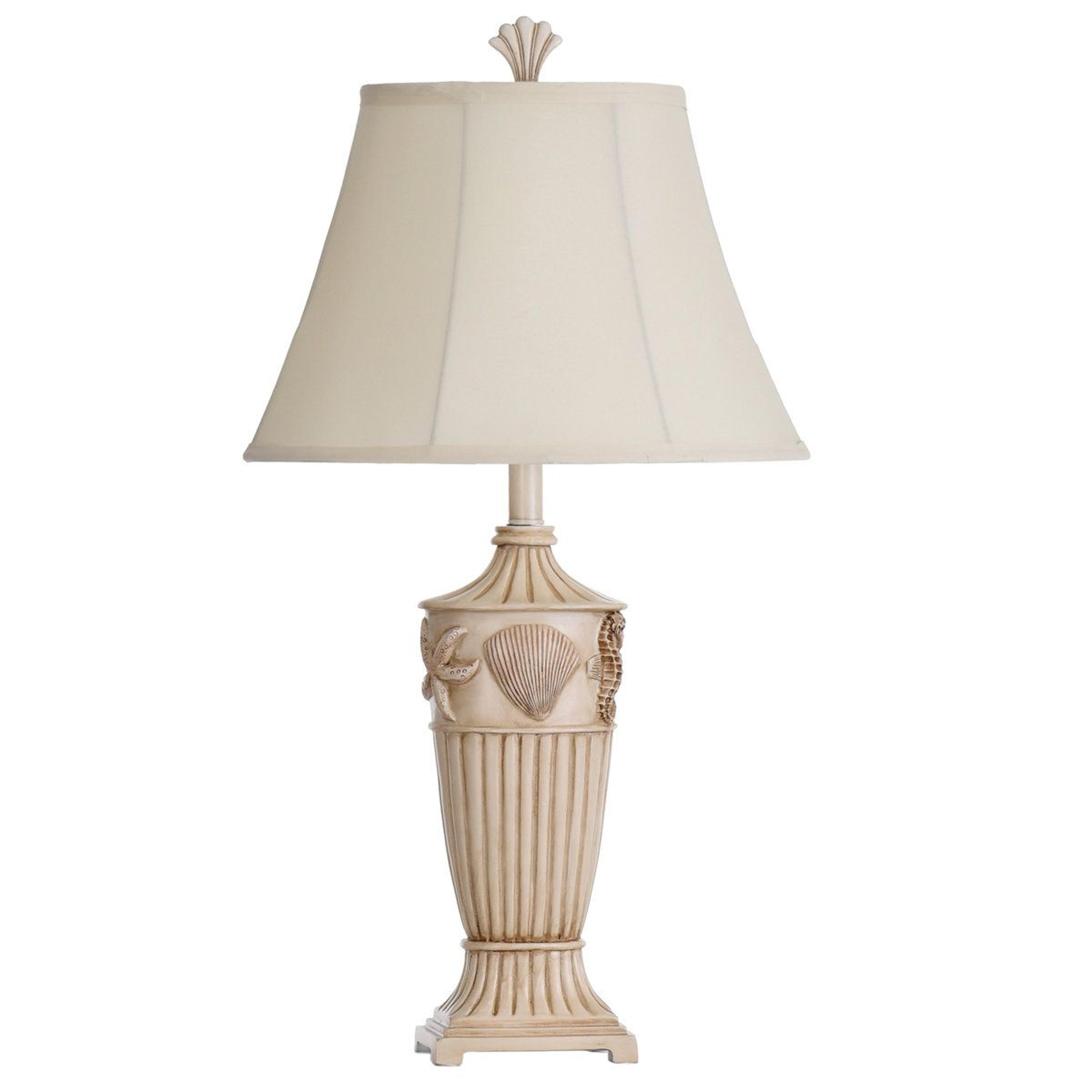 coastal cream table lamp with shell and sea star motifs 30 inch