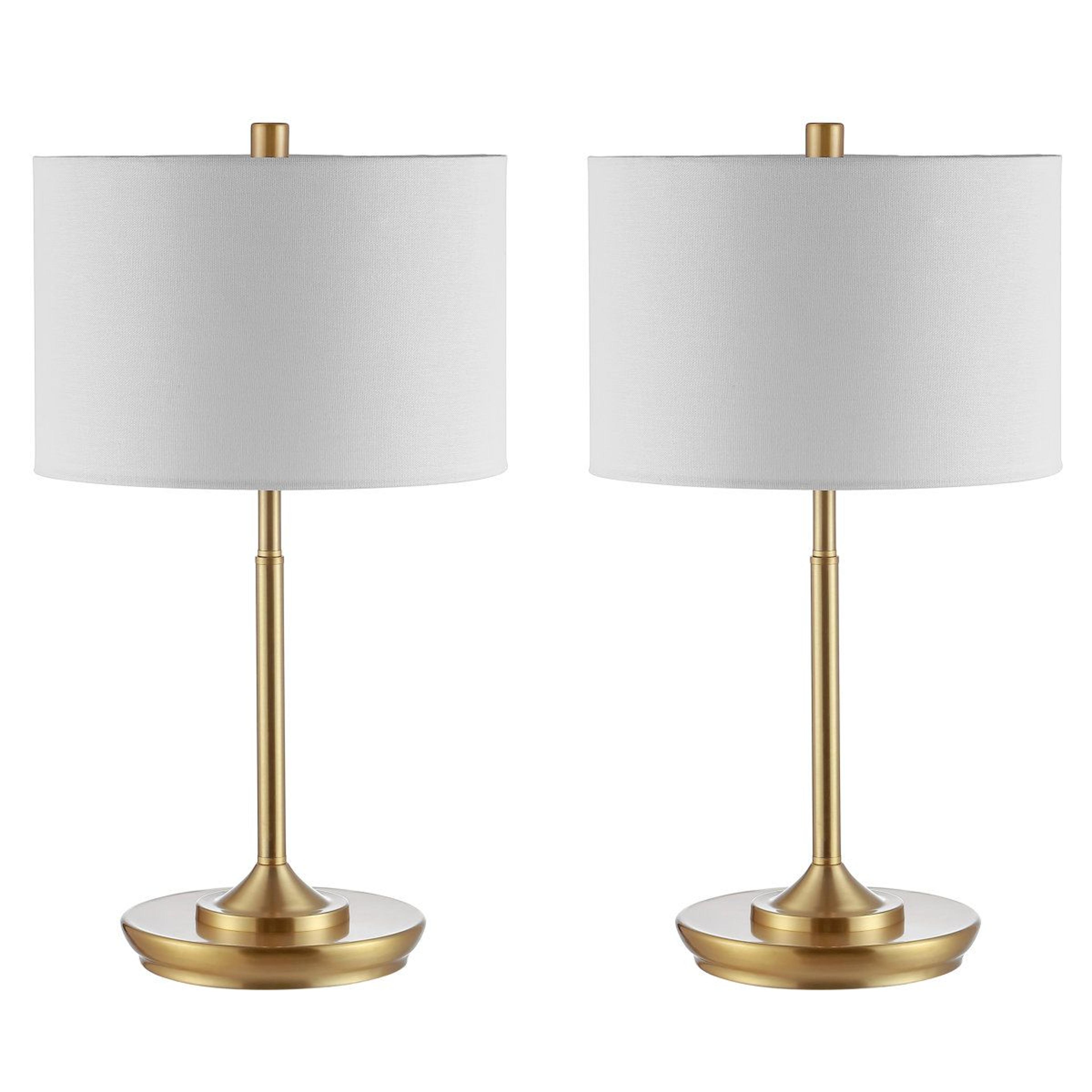 metal table lamp set of 2 with off white cotton drum shade and led bulb