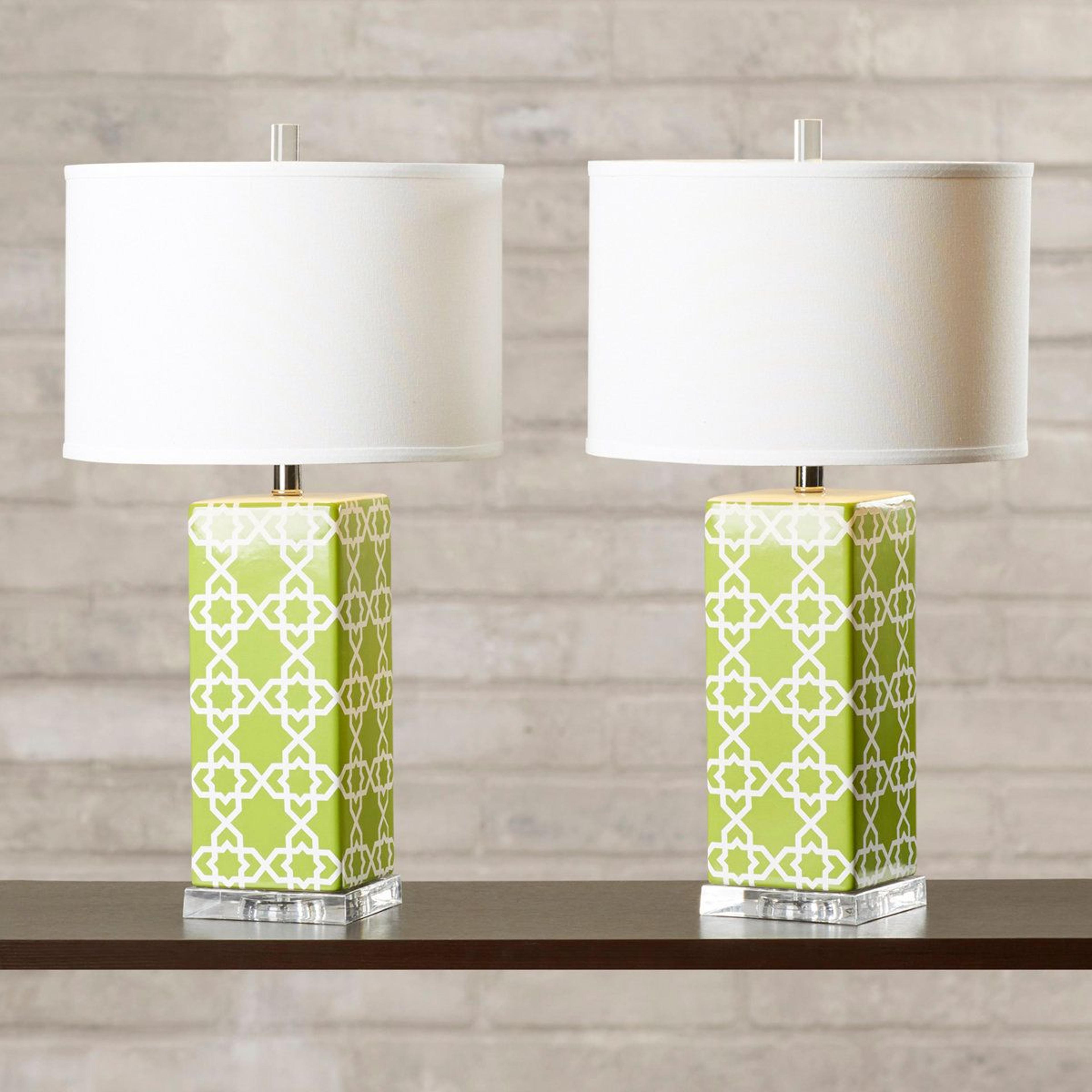 ceramic table lamp set of 2 with cotton drum shade