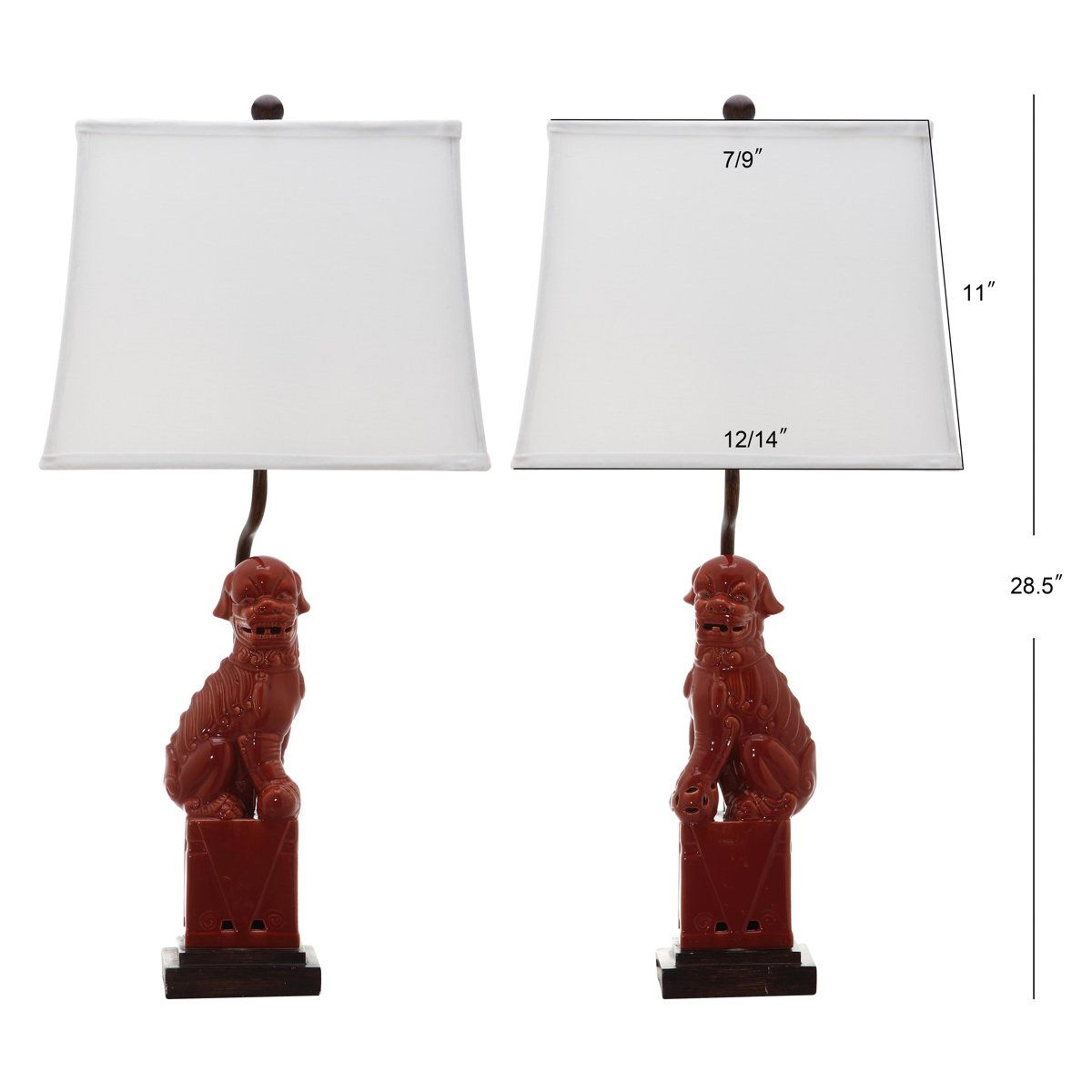 ceramic guardian lion foo dog table lamp set with bell shades