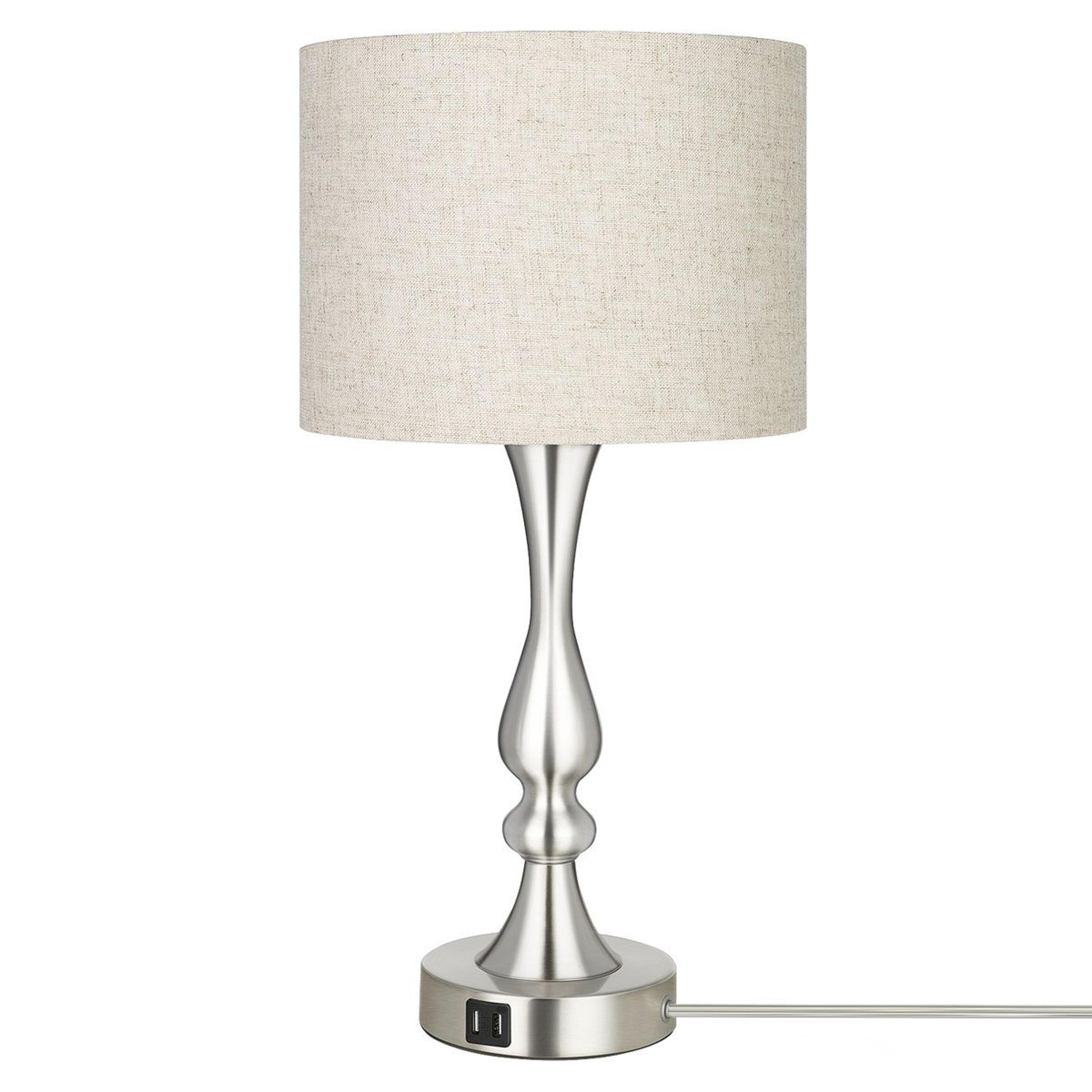 20.7 inch silver table lamp with usb ports and touch control