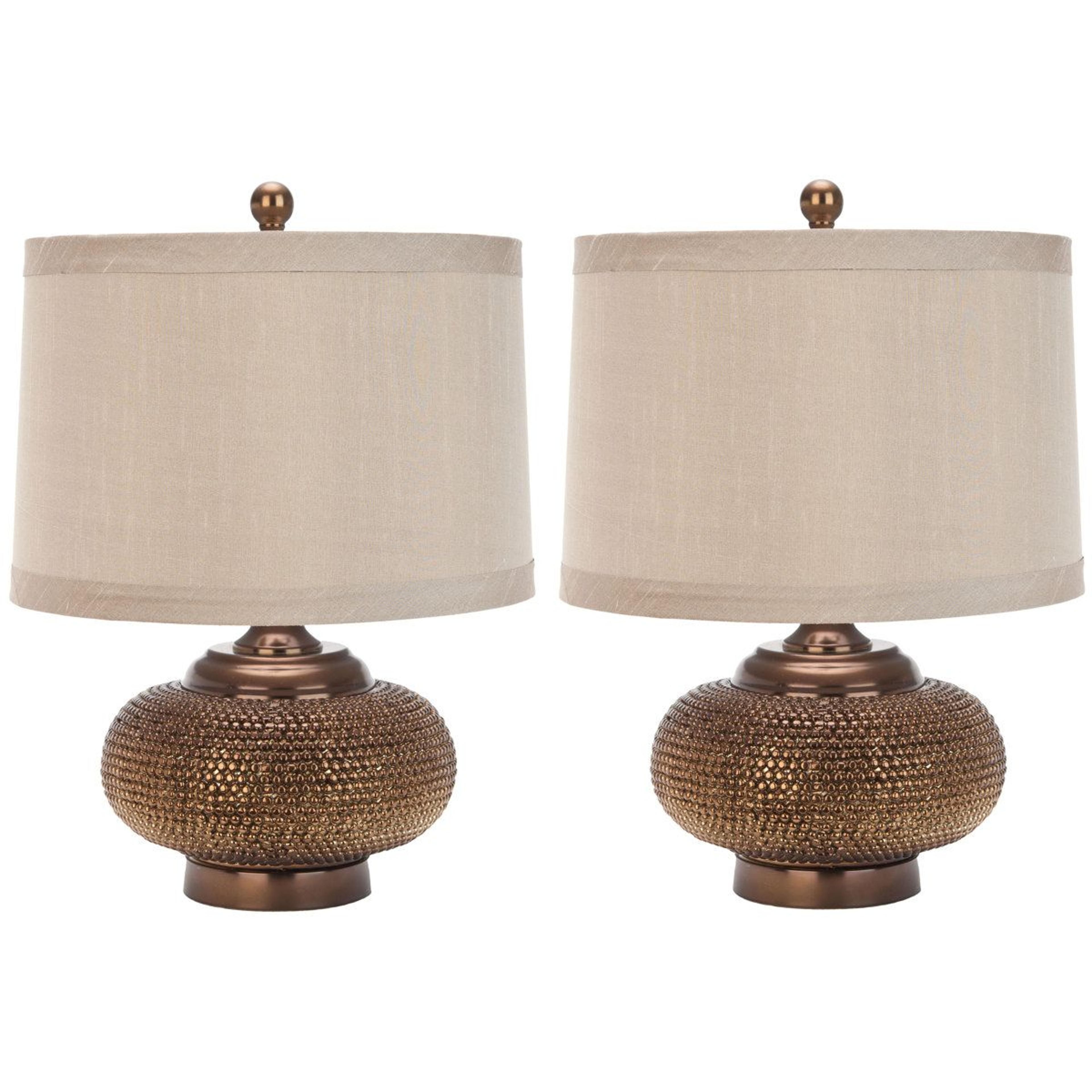 textured gold and brown table lamp set of 2 with tapered drum shade