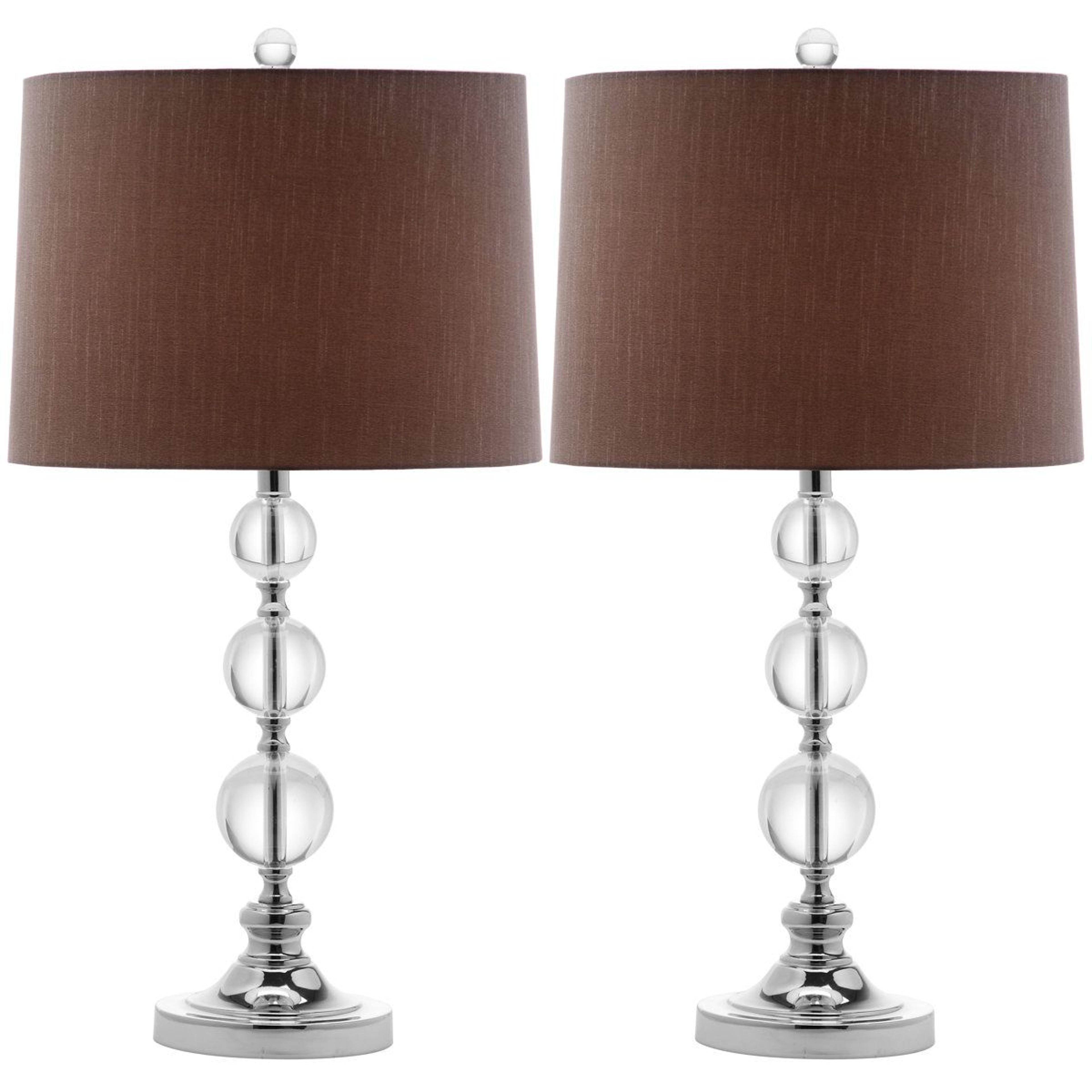 27 inch crystal globe table lamp set of 2 with gray empire fabric shade
