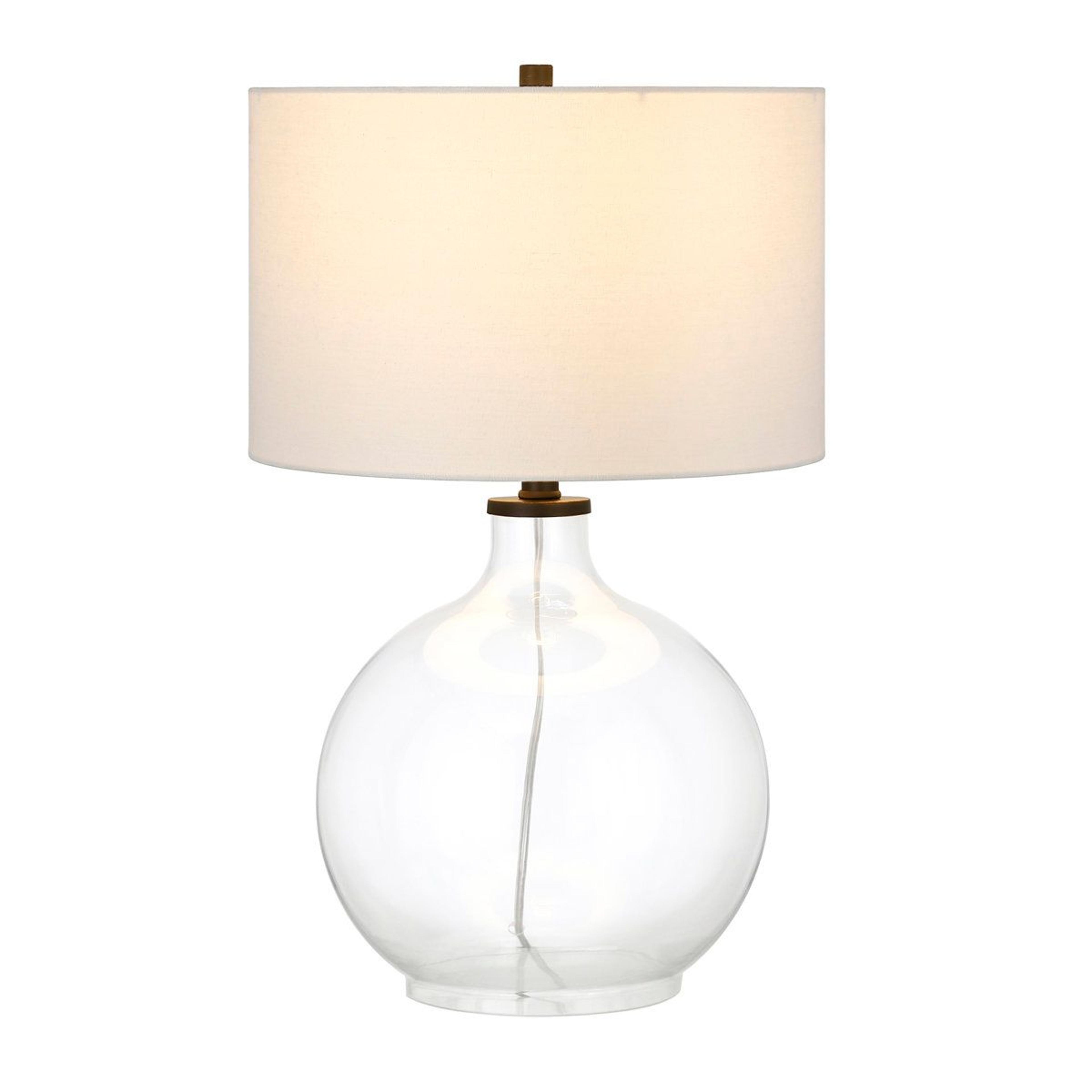 glass table lamp with white drum shade led compatible accent light