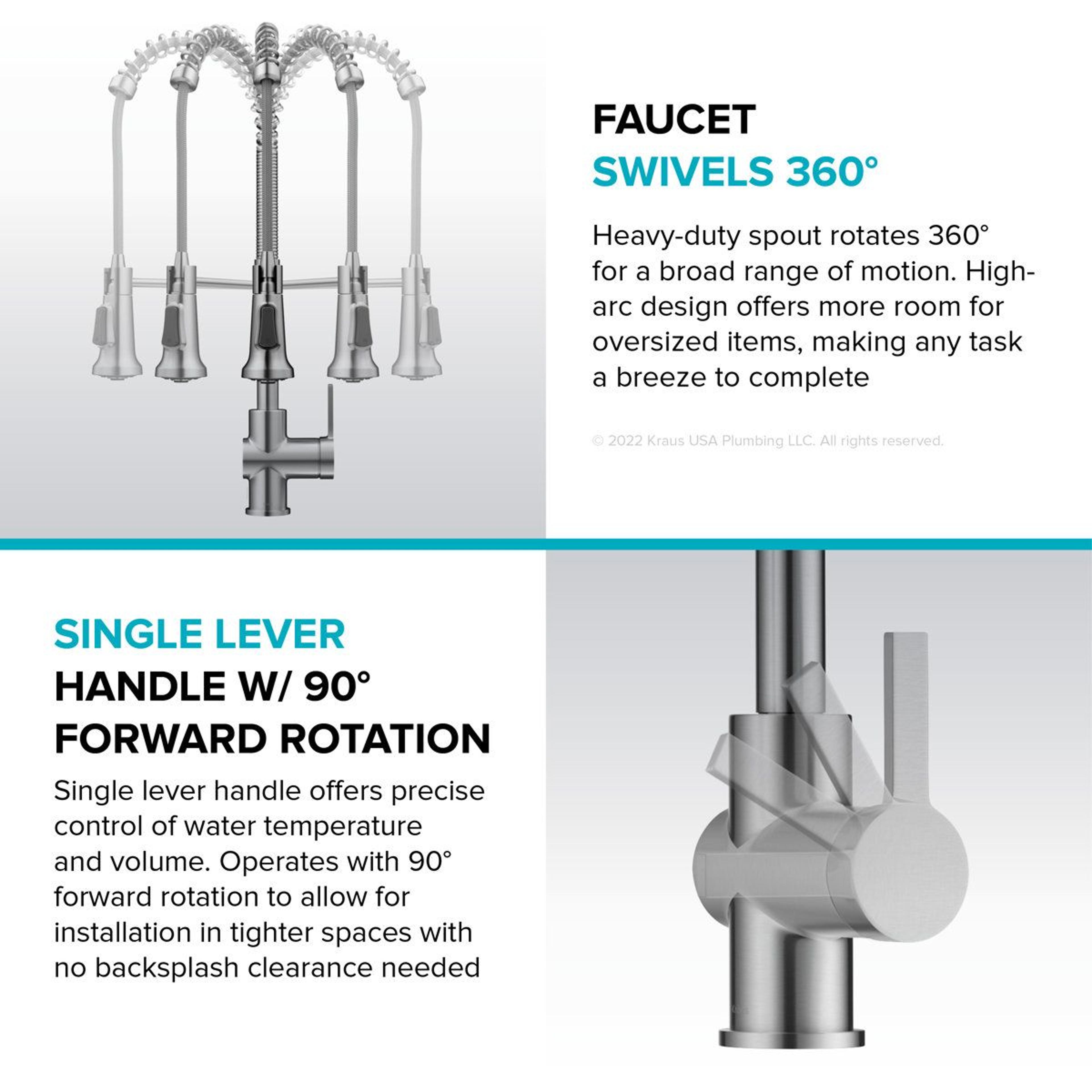 Commercial Style Single Handle Pull Down Kitchen Faucet With High Arc Spout 9