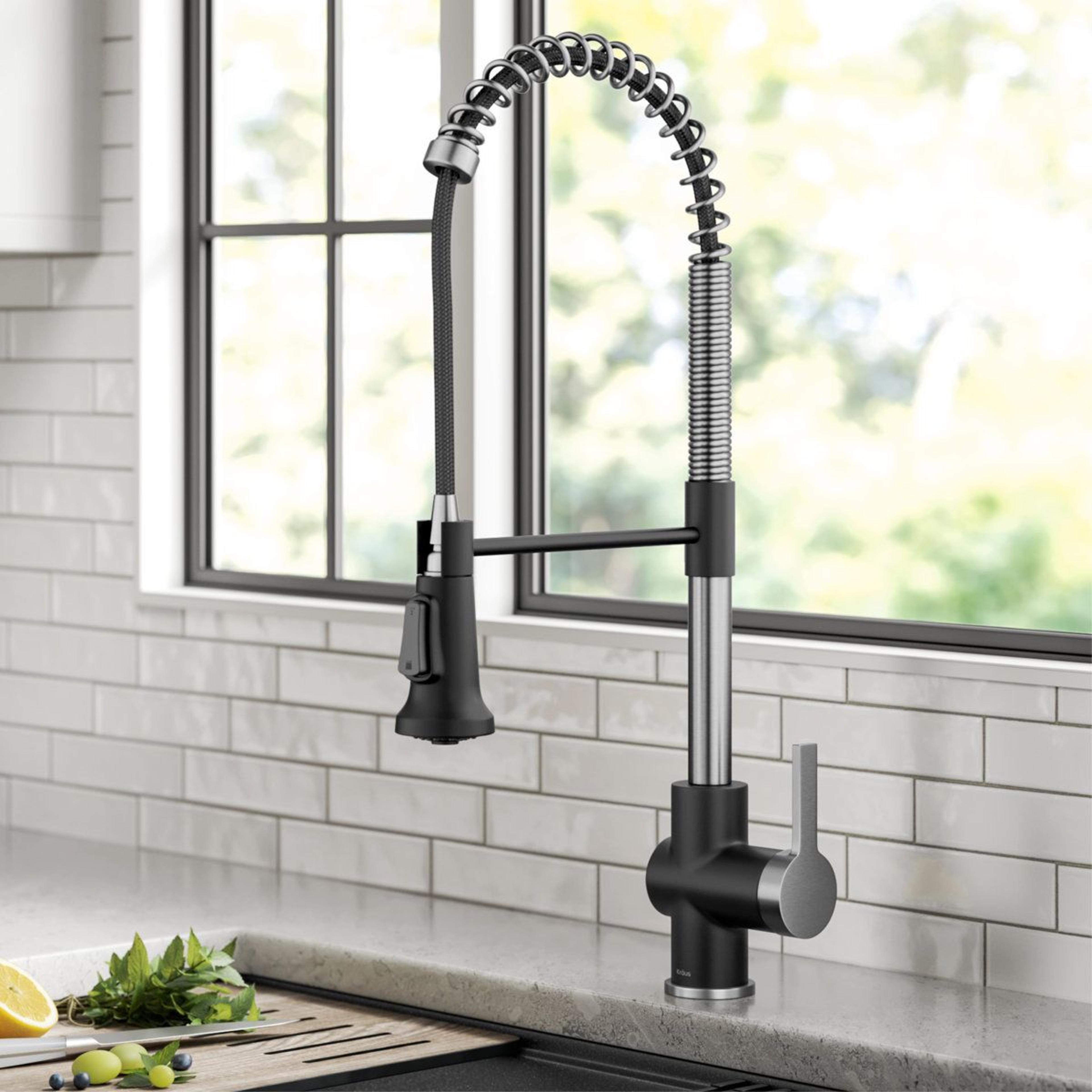 Commercial Style Single Handle Pull Down Kitchen Faucet With High Arc Spout 10