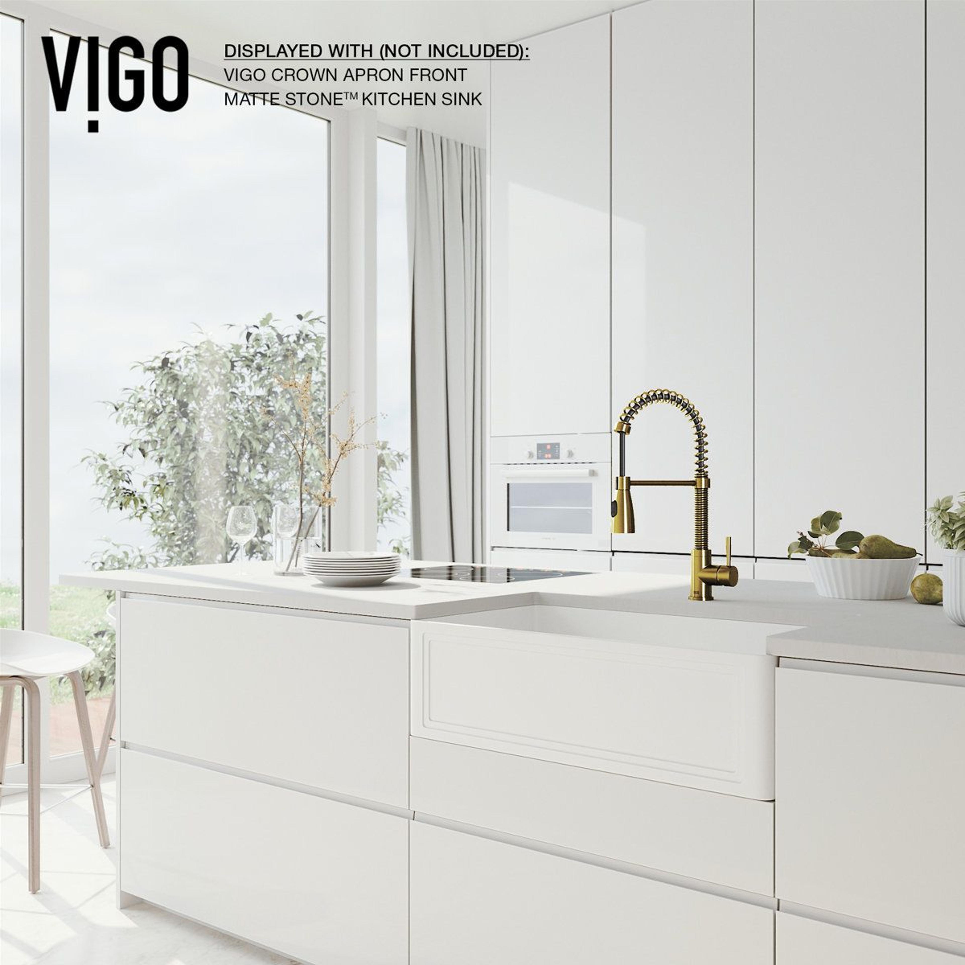 19 H Open Coil Pull Down Single Handle Kitchen Faucet Dual Spray High Arc Brass 1