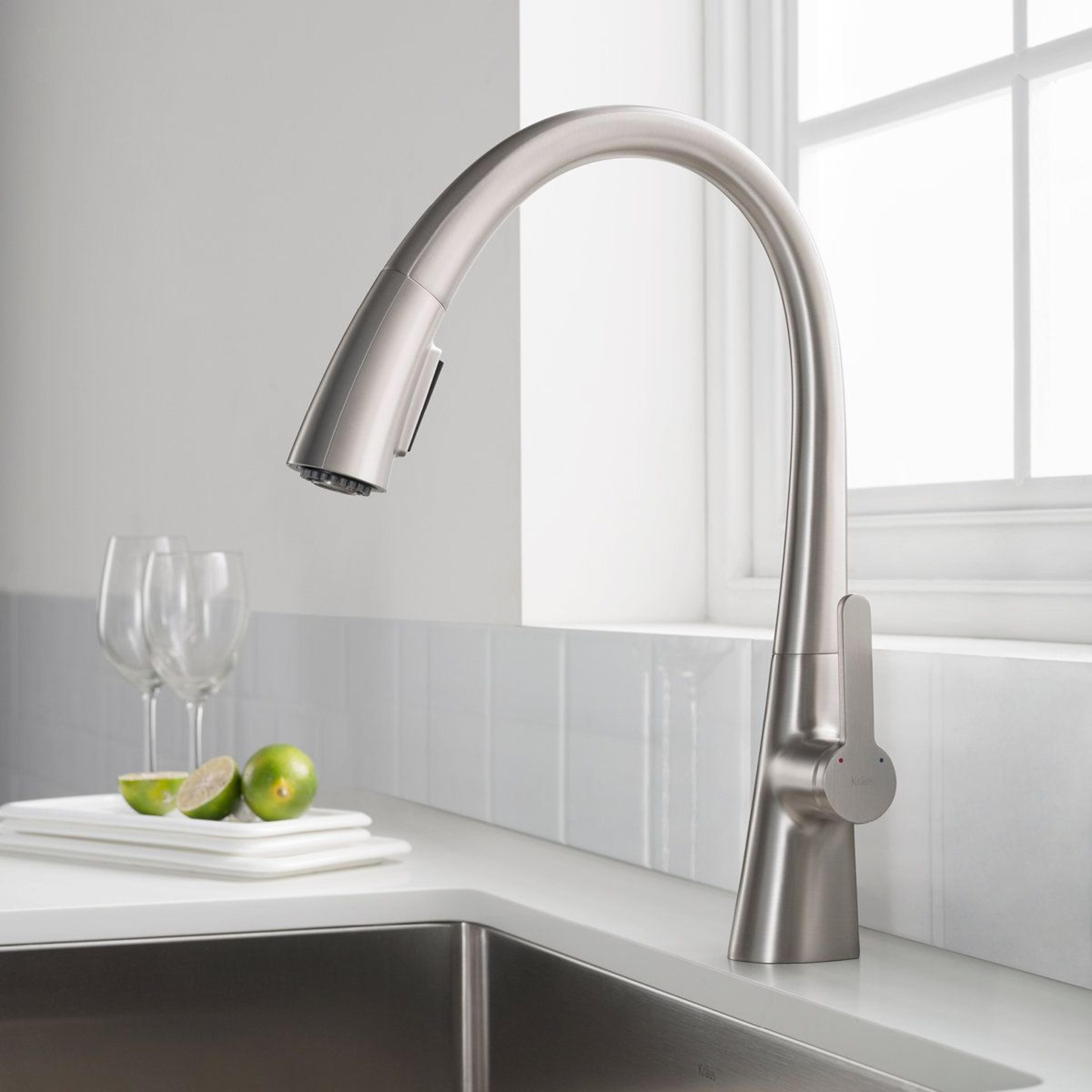 Pull Down Single Handle Kitchen Faucet With High Arc Swivel Spout 5