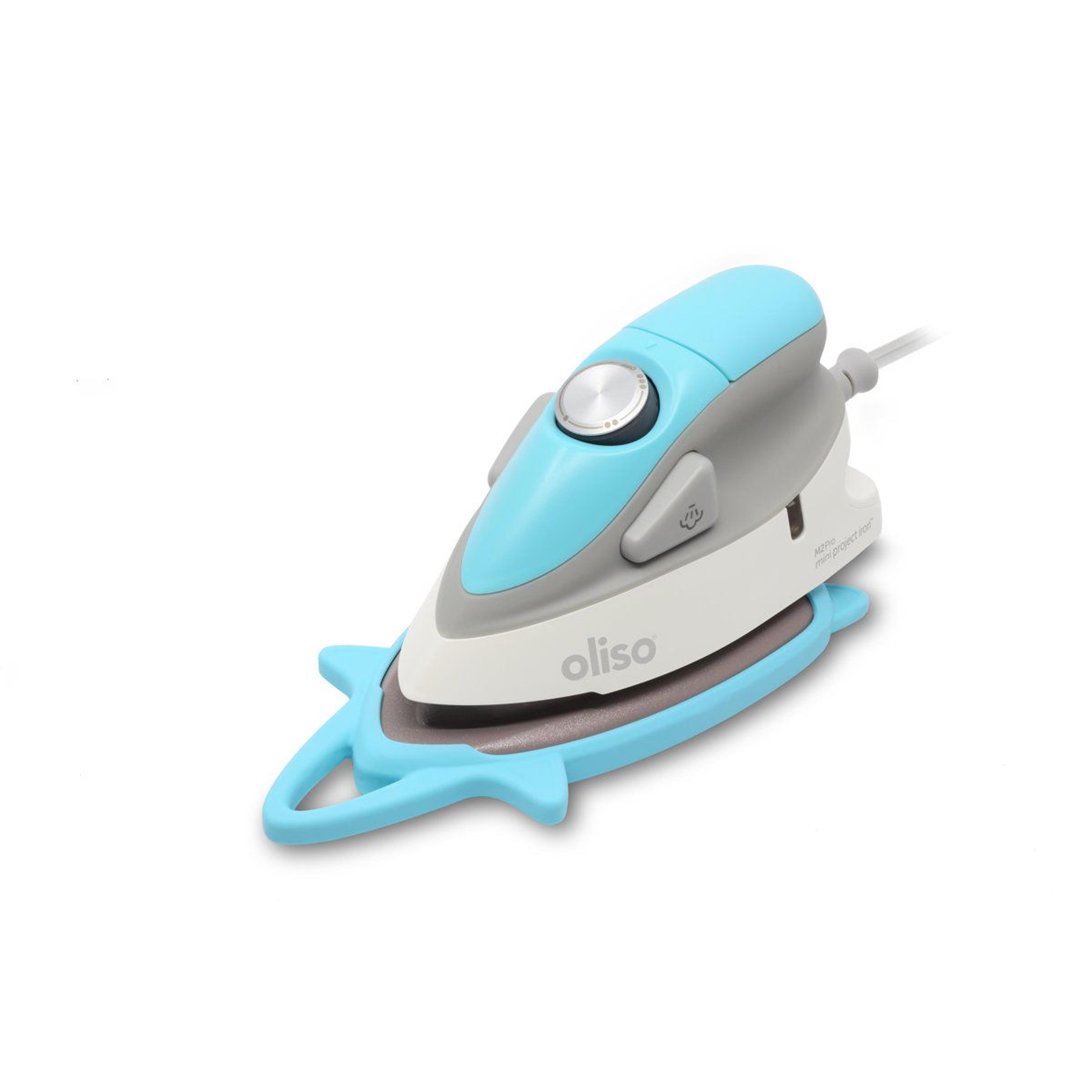compact non stick steam iron with silicone rest base blue