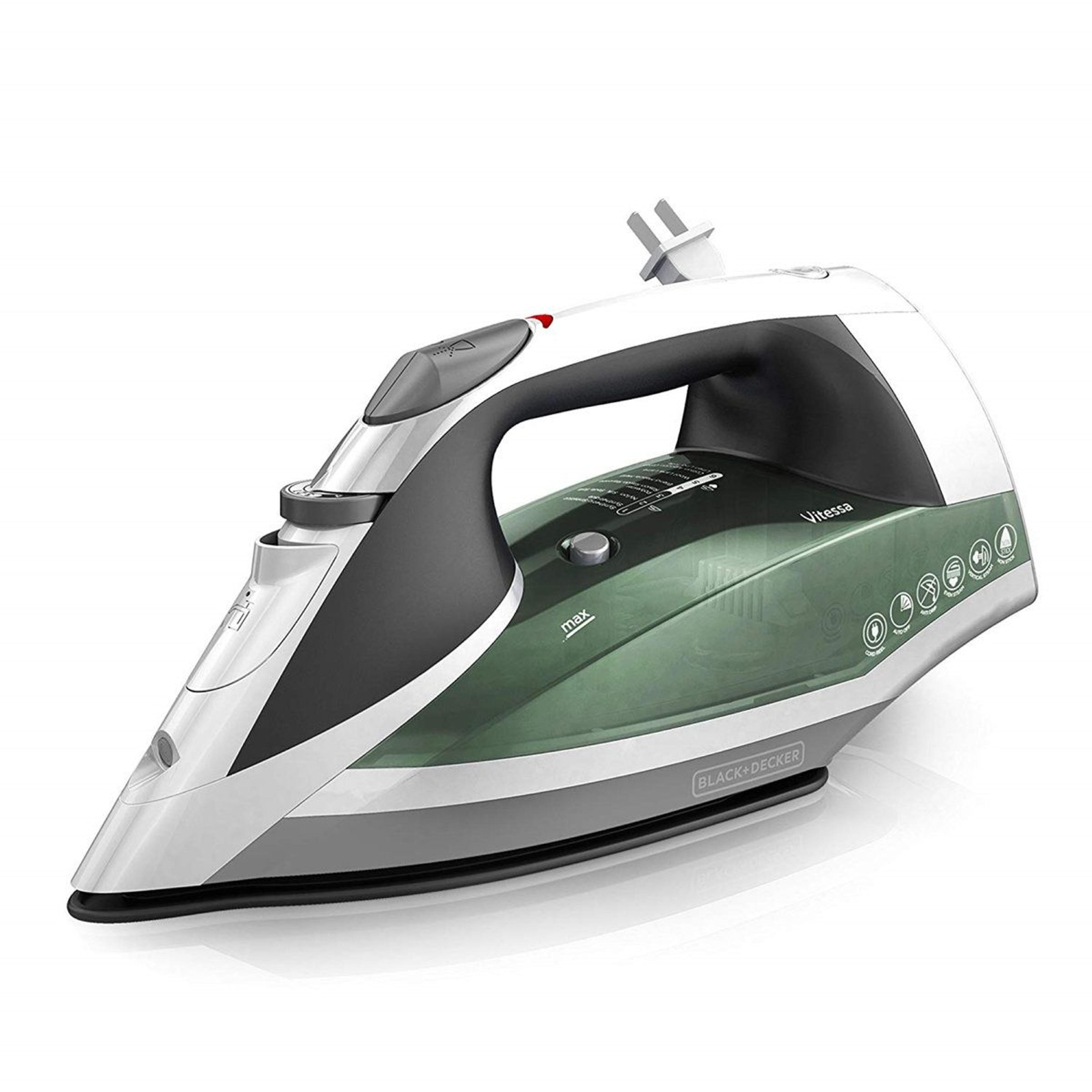 vitessa advanced steam iron with retractable cord nonstick soleplate 1200w green