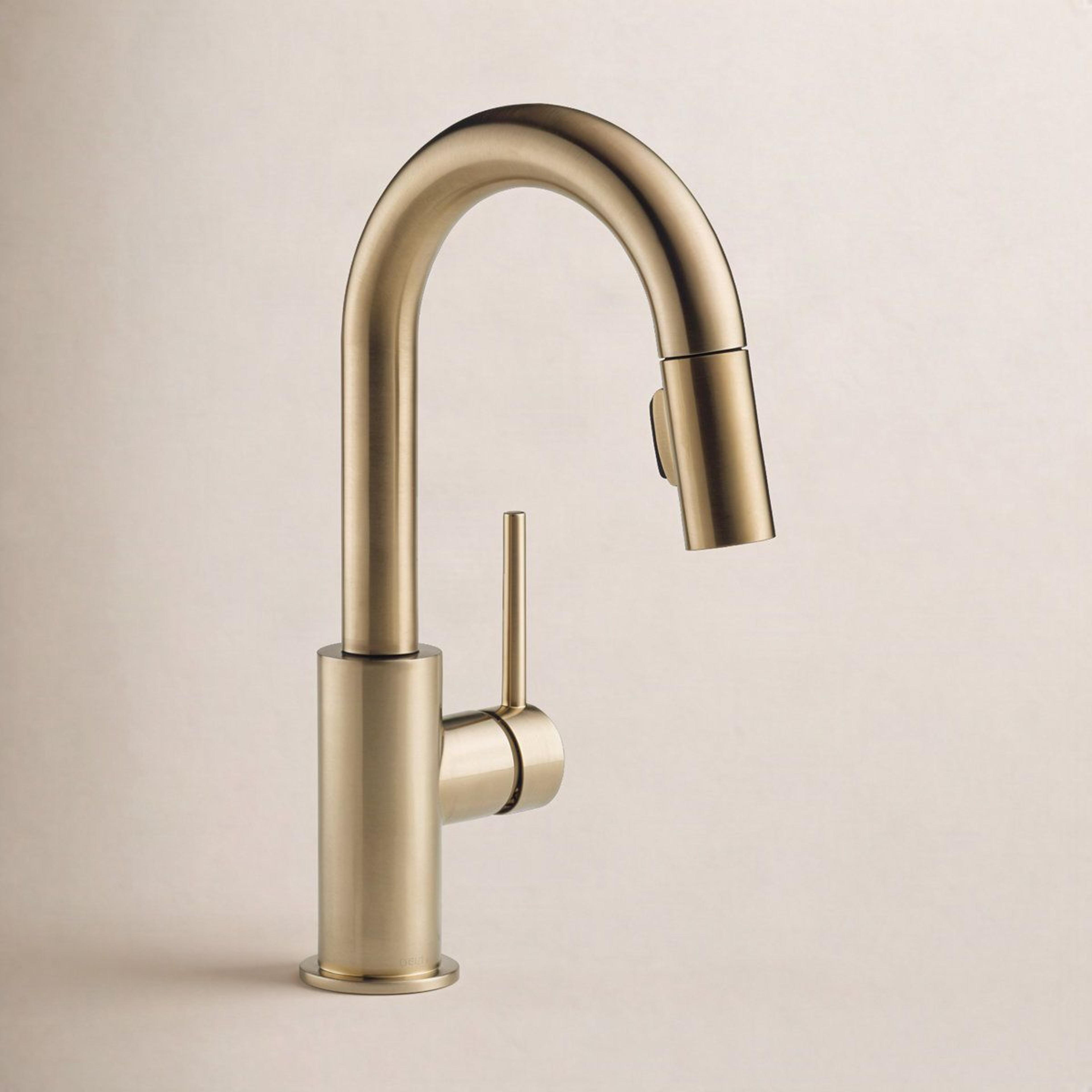 champagne bronze bar sink faucet with pull down sprayer single handle prep sink faucet