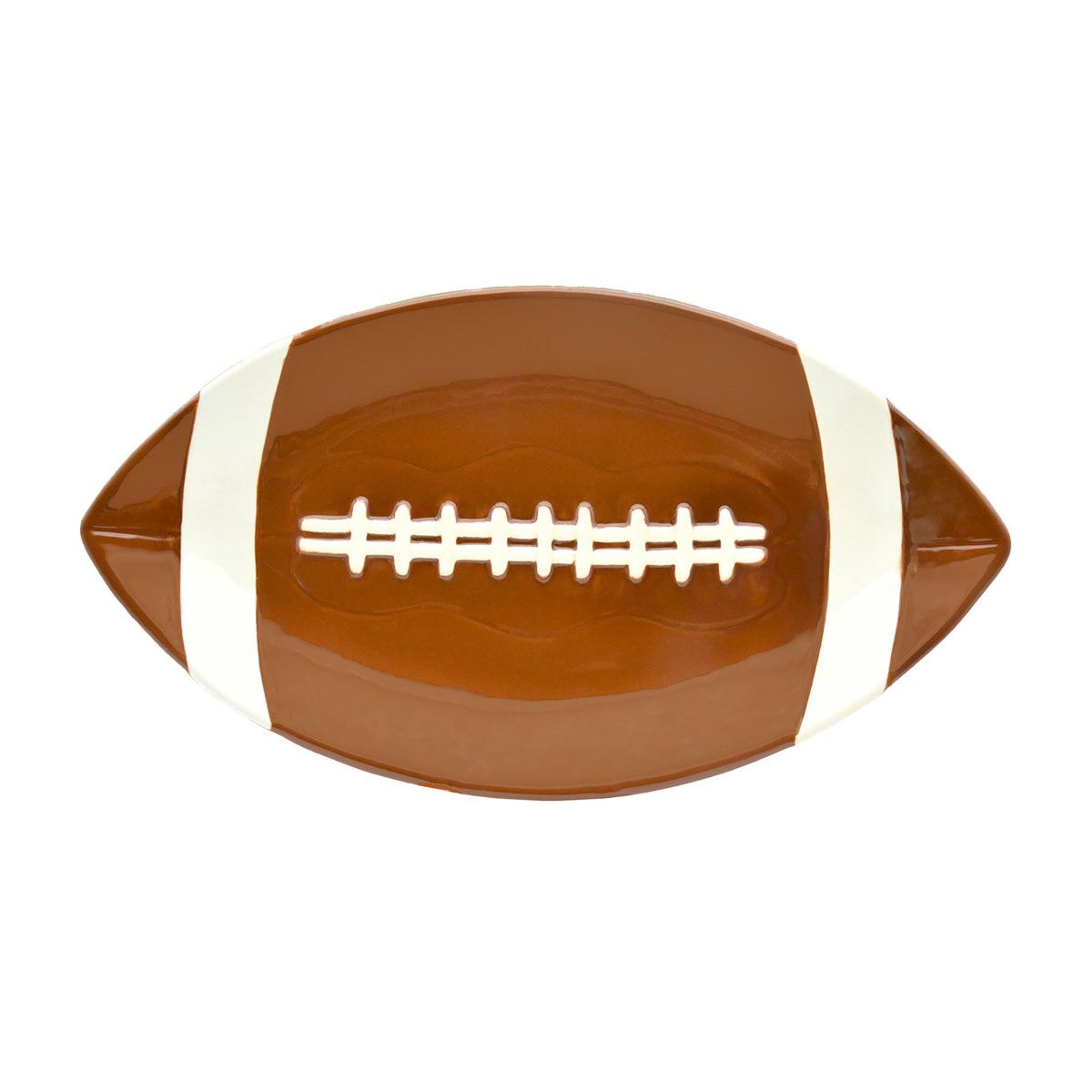 football shaped porcelain serveware platter brown and white