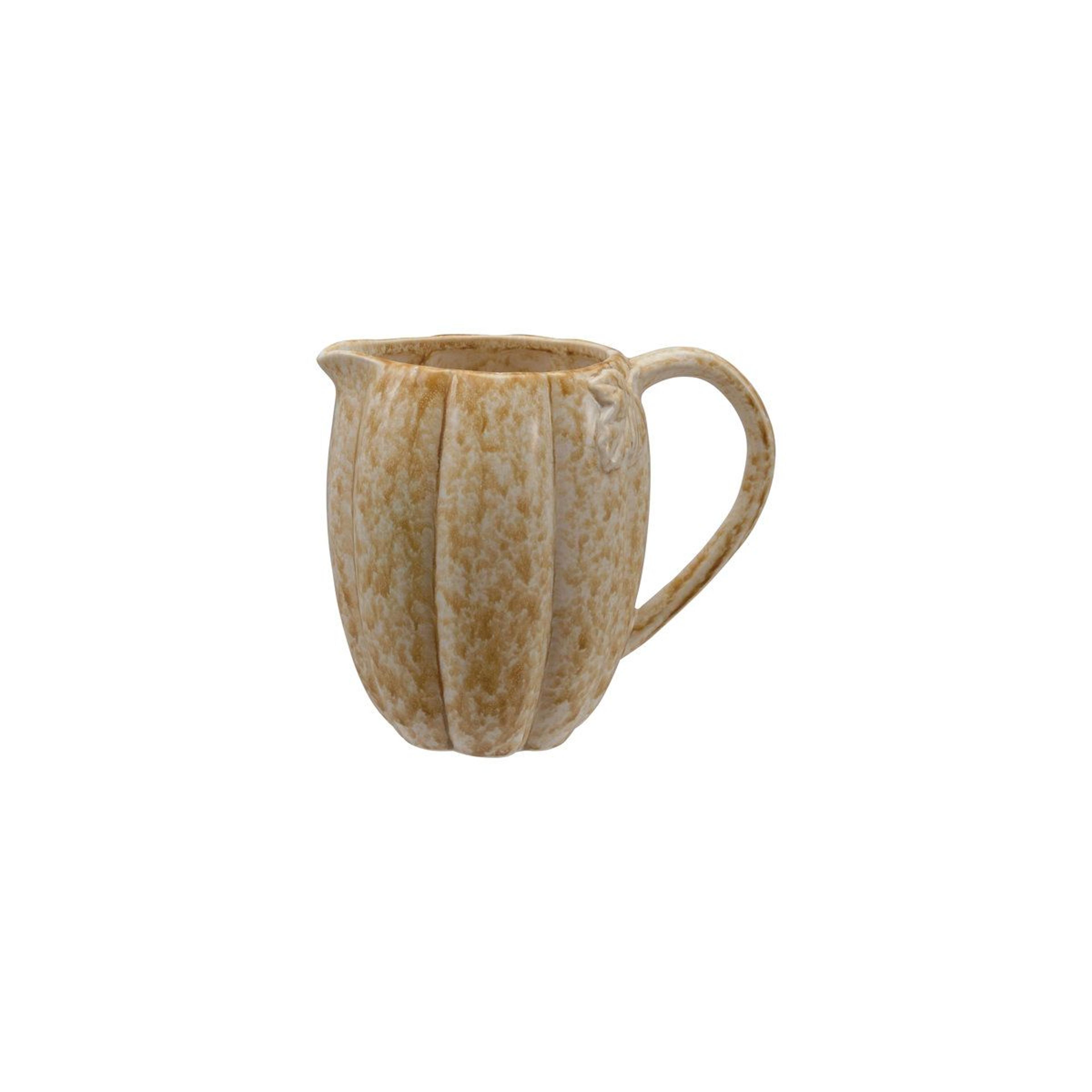 pumpkin stoneware pitcher with leaf motif 48 oz brown beverage pitcher