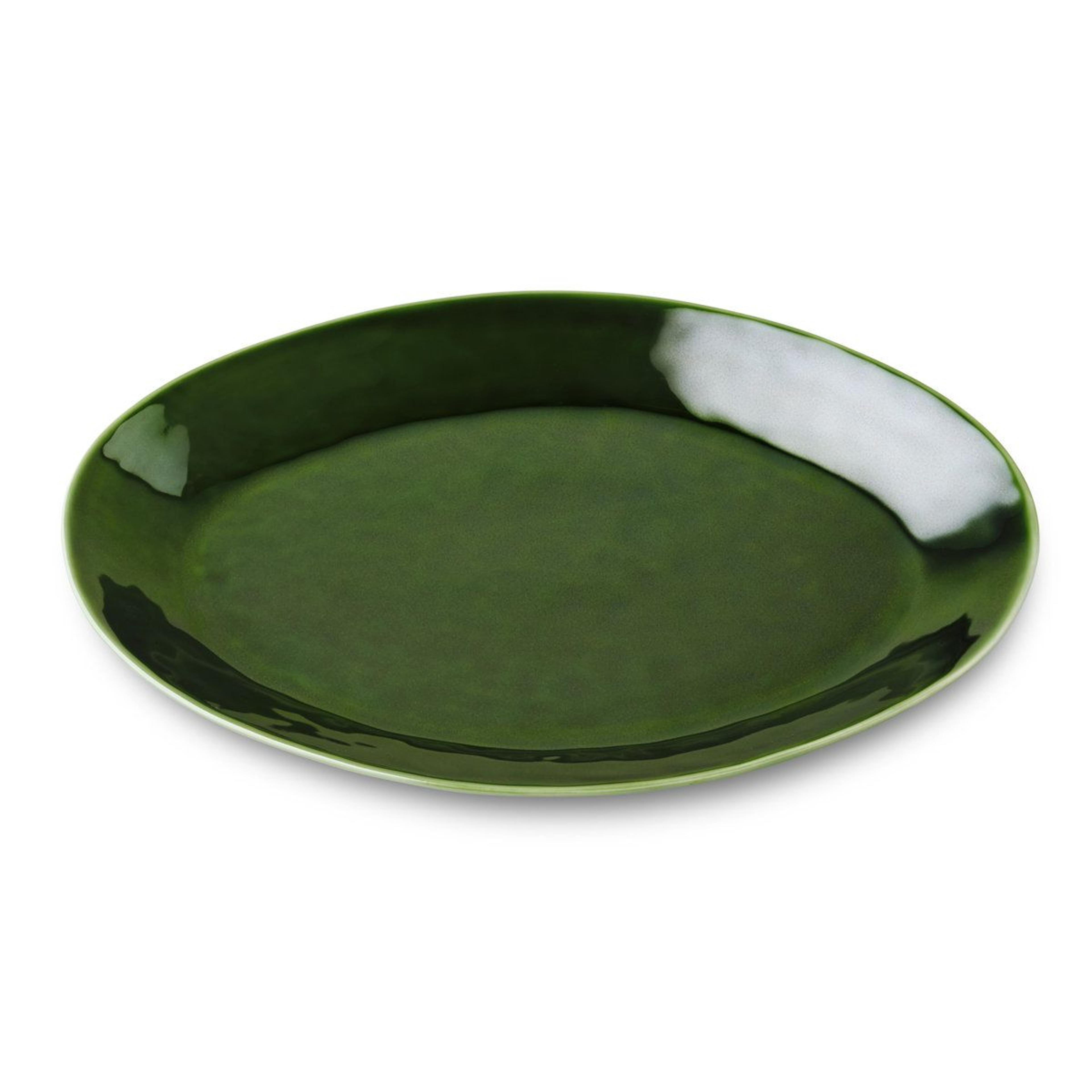 oval stoneware serving platter green 18 x 14 in