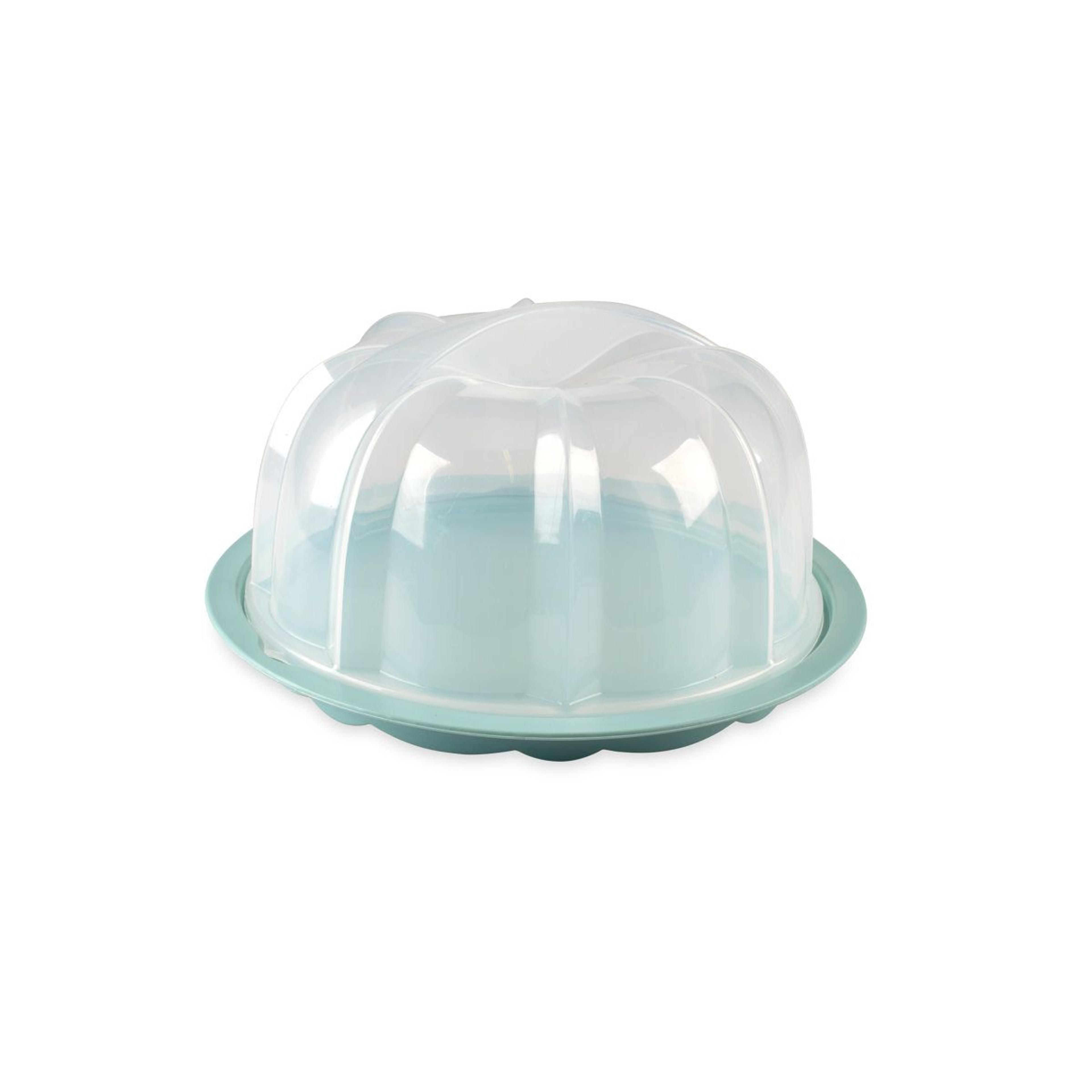 translucent round cake stand with twist to lock cover