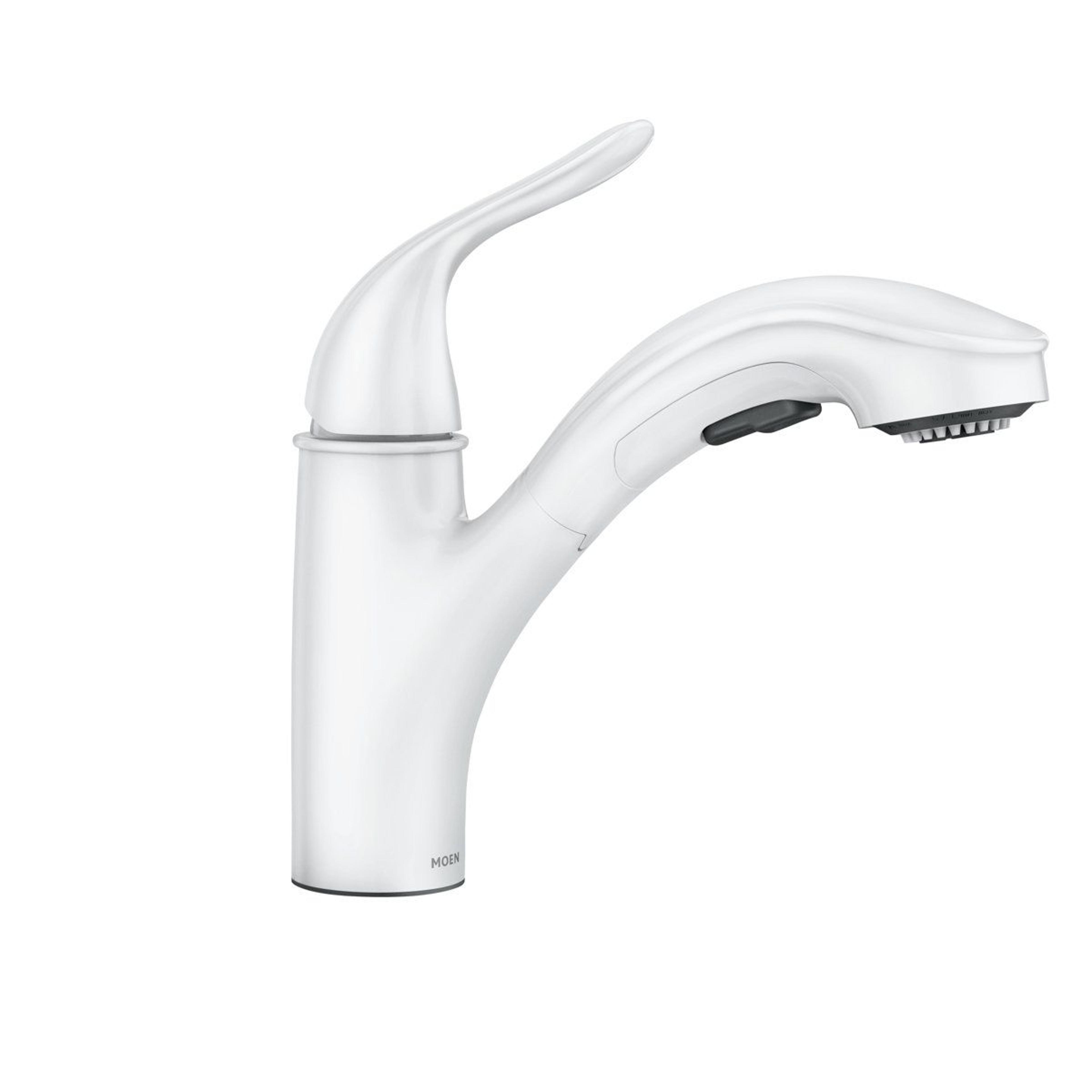 single handle pull out sprayer kitchen faucet with power clean spray in glacier