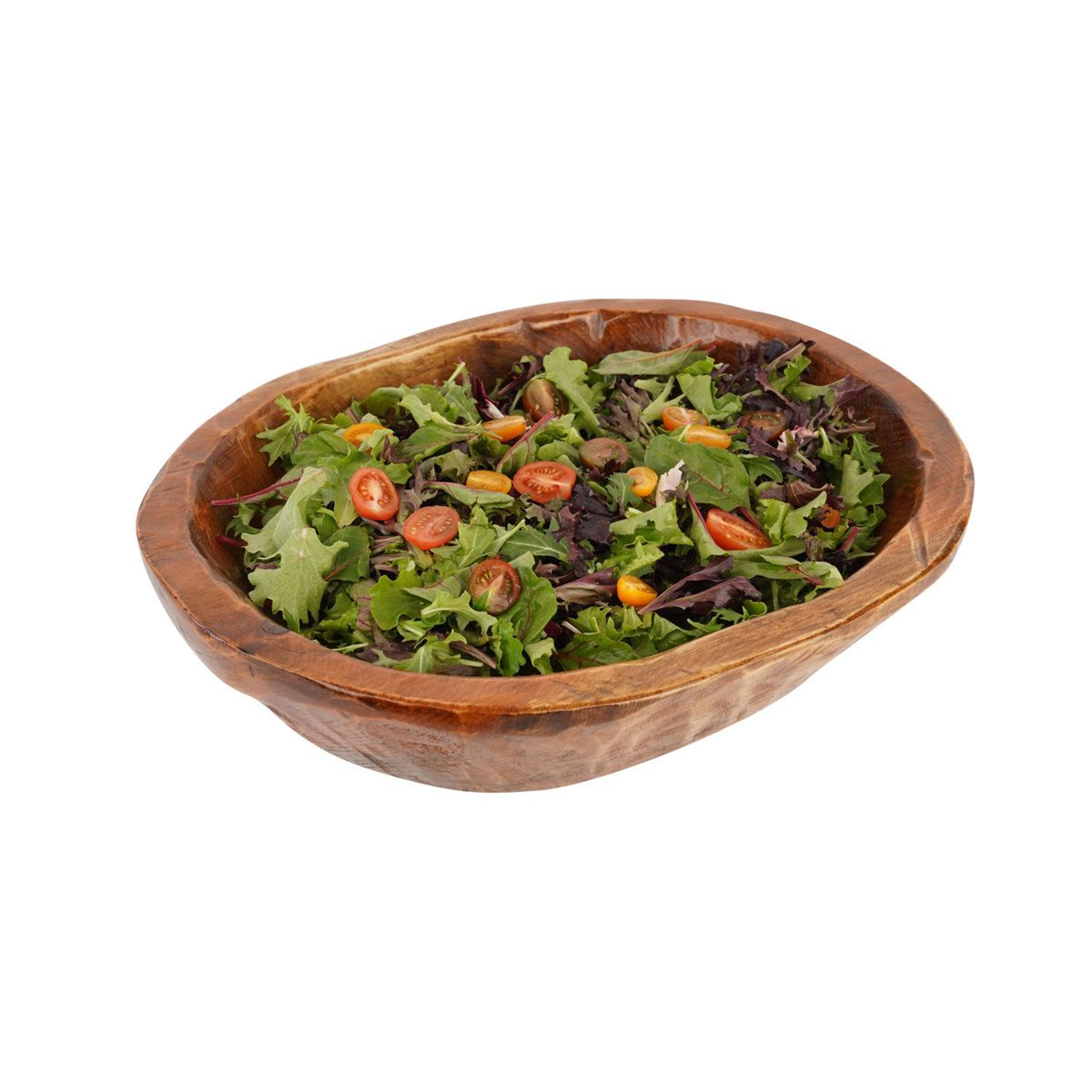 hand carved rustic oval wooden salad bowl honey brown 160 oz