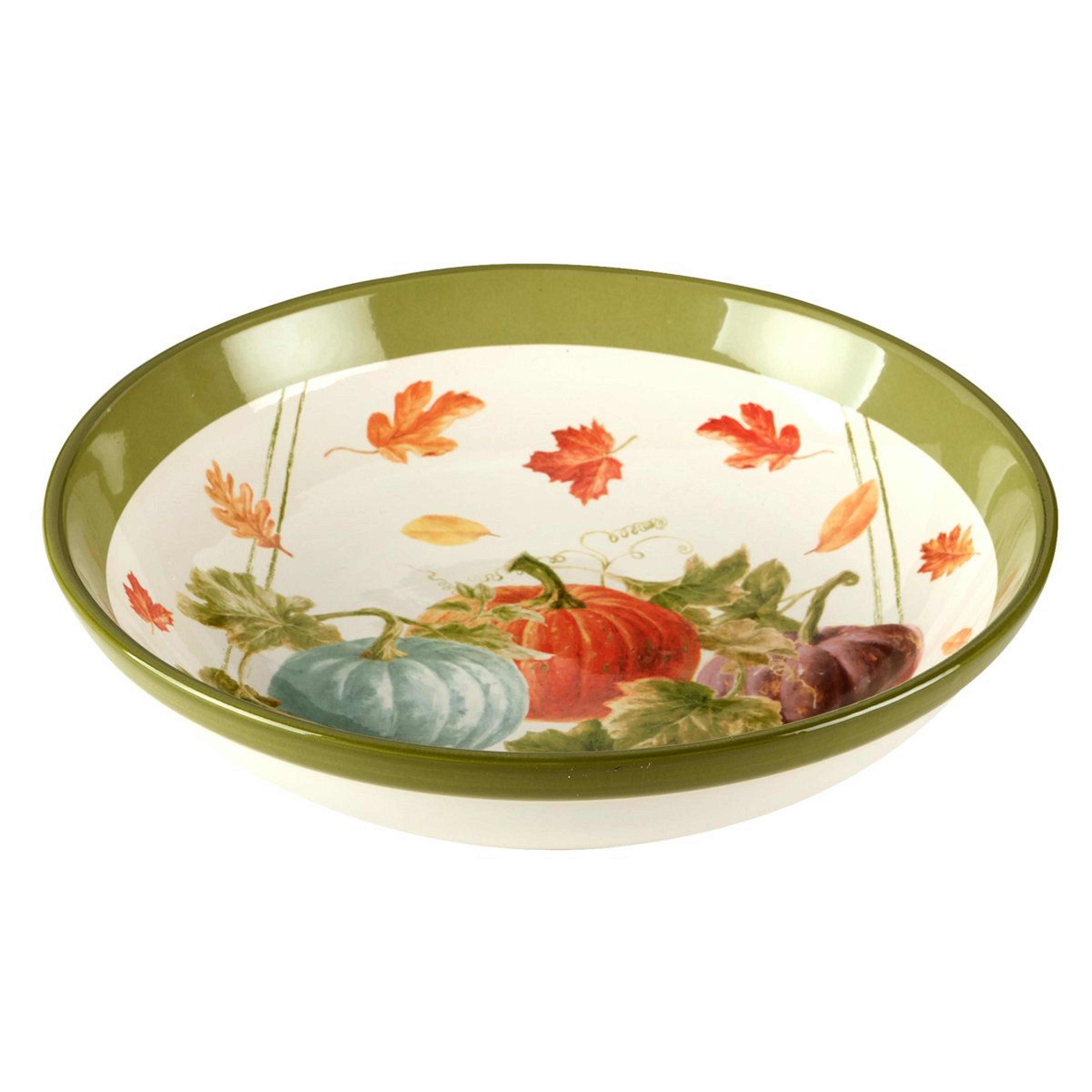 autumn harvest ceramic serving bowl 13 inch round fall pumpkin pasta salad bowl 128 oz