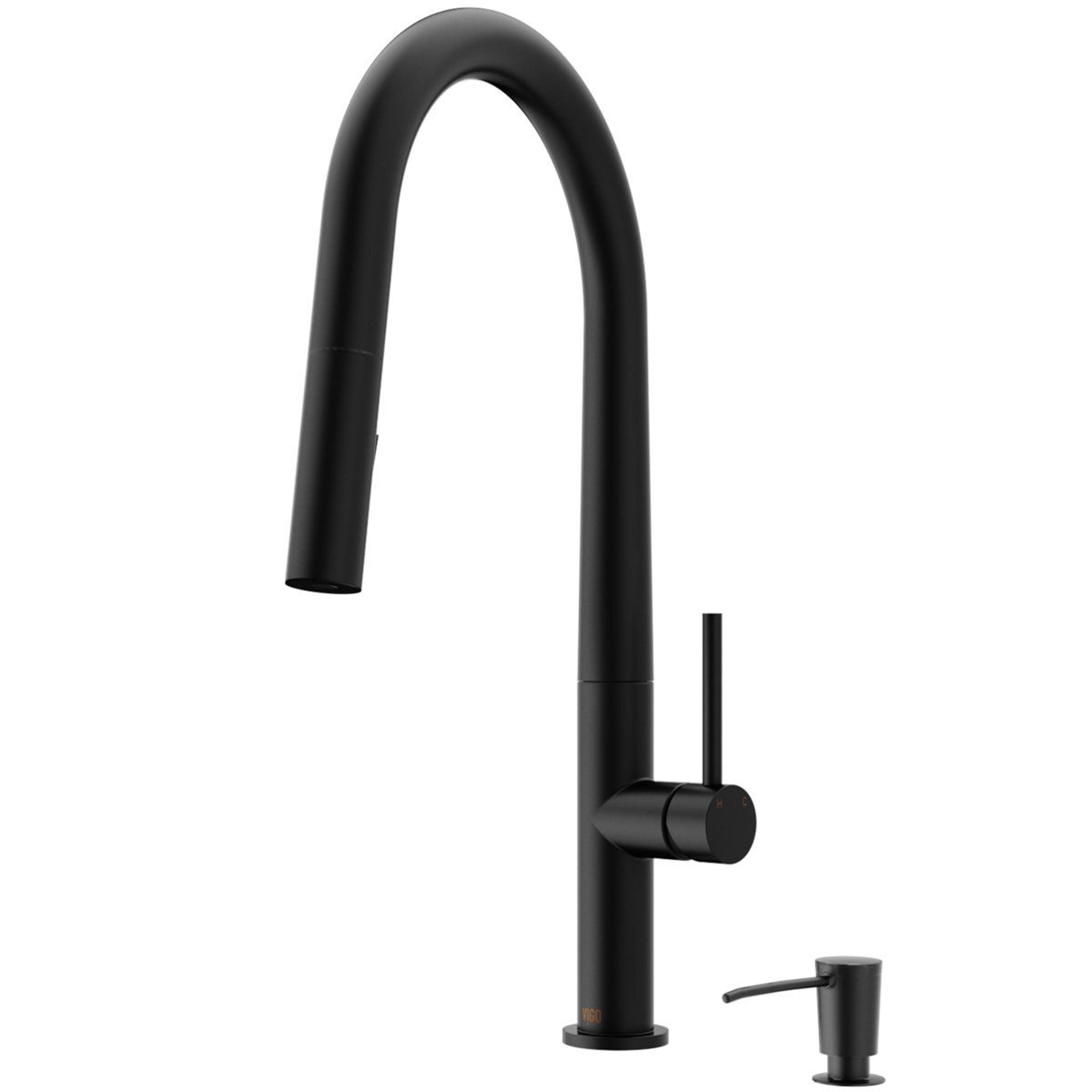 18 inch single handle pull down kitchen faucet with soap dispenser